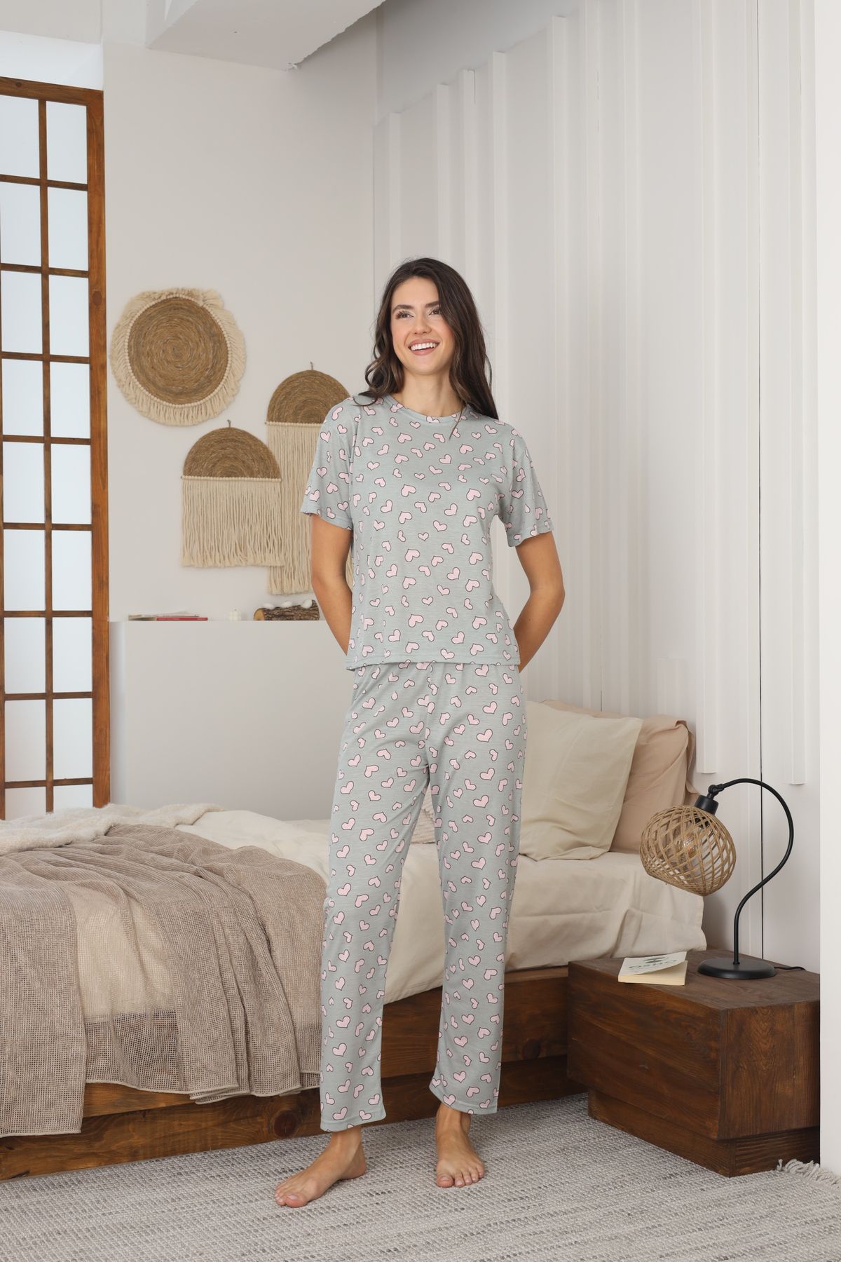 Kadın Yazlık Kısa Kol Penye Süprem Kumaş Pijama Takımı