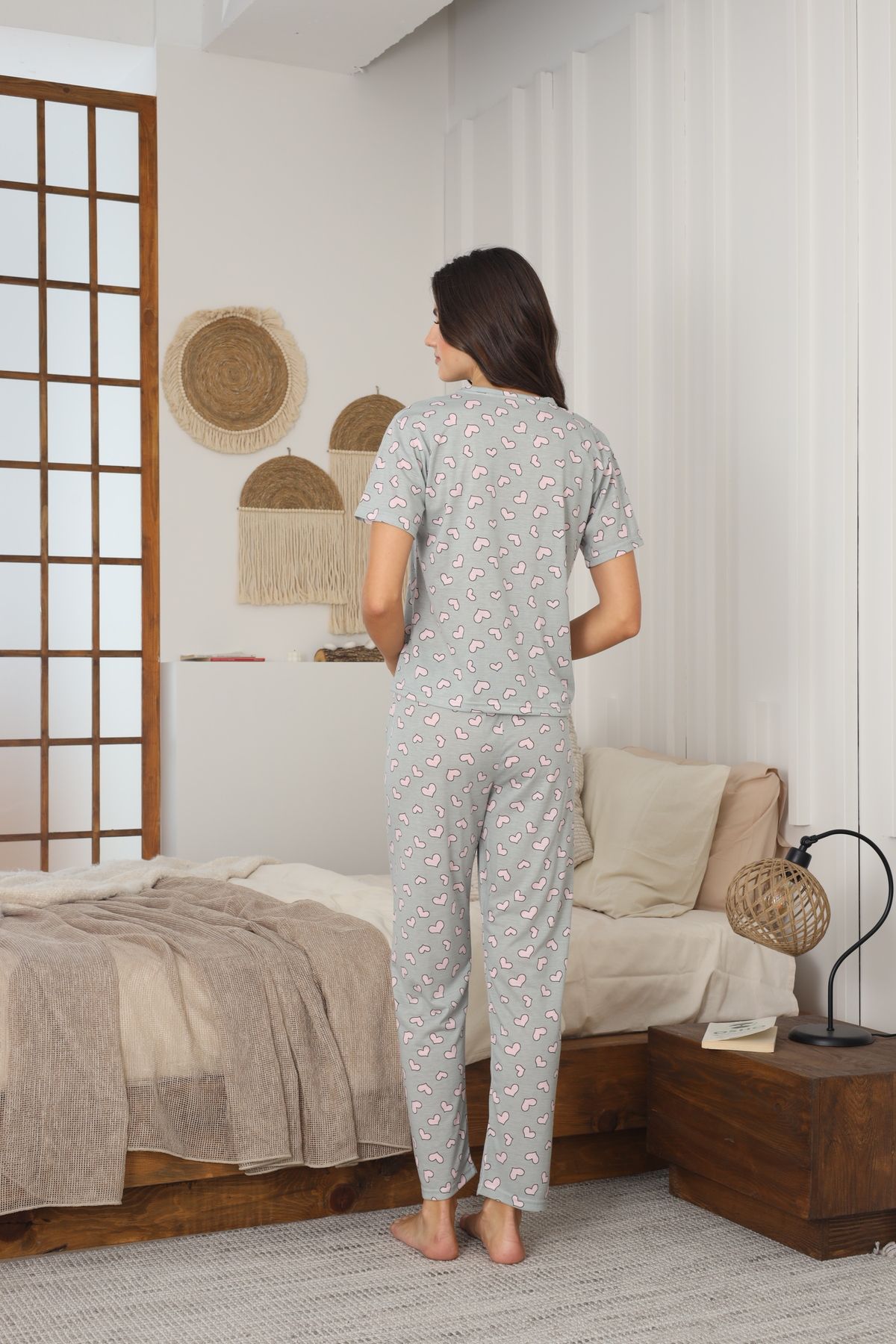 Kadın Yazlık Kısa Kol Penye Süprem Kumaş Pijama Takımı