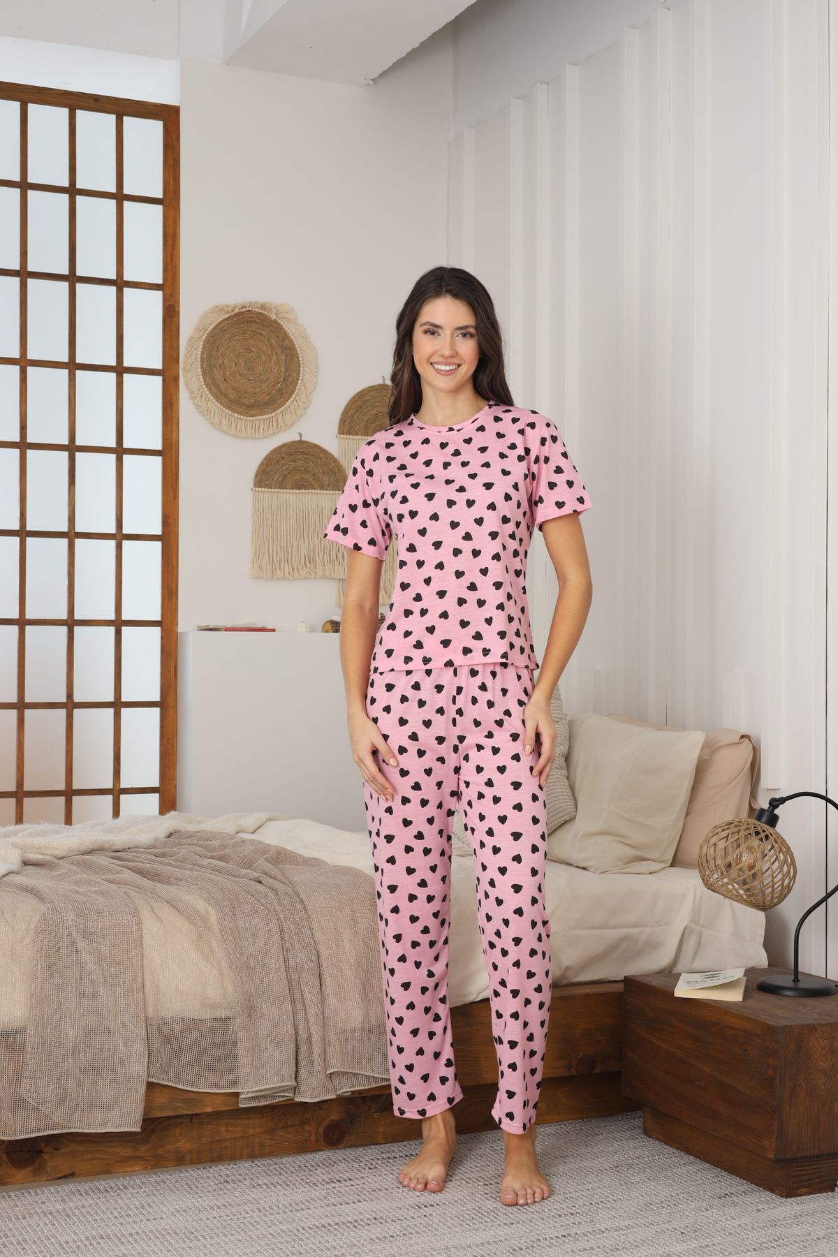 Kadın Yazlık Kısa Kol Penye Süprem Kumaş Pijama Takımı