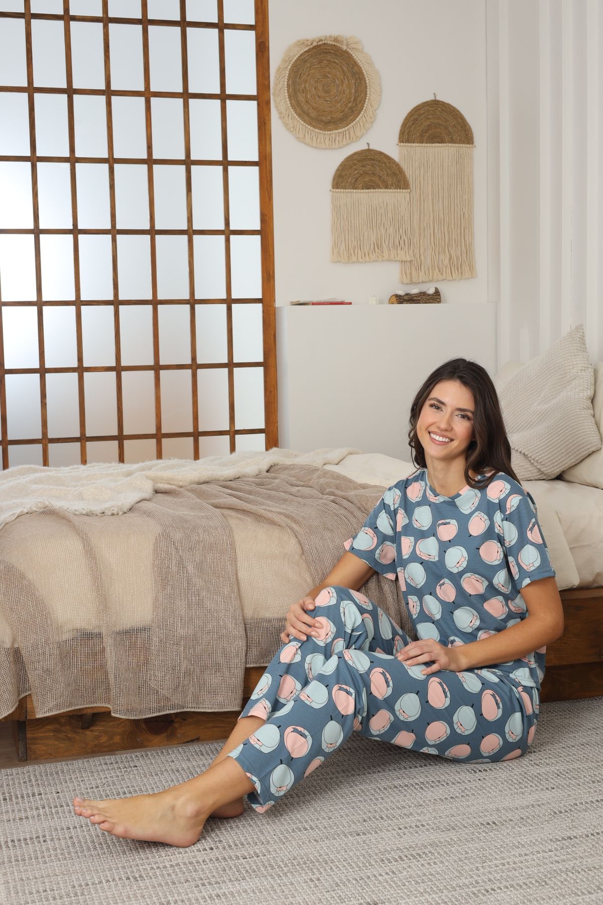 Kadın Yazlık Kısa Kol Penye Süprem Kumaş Pijama Takımı