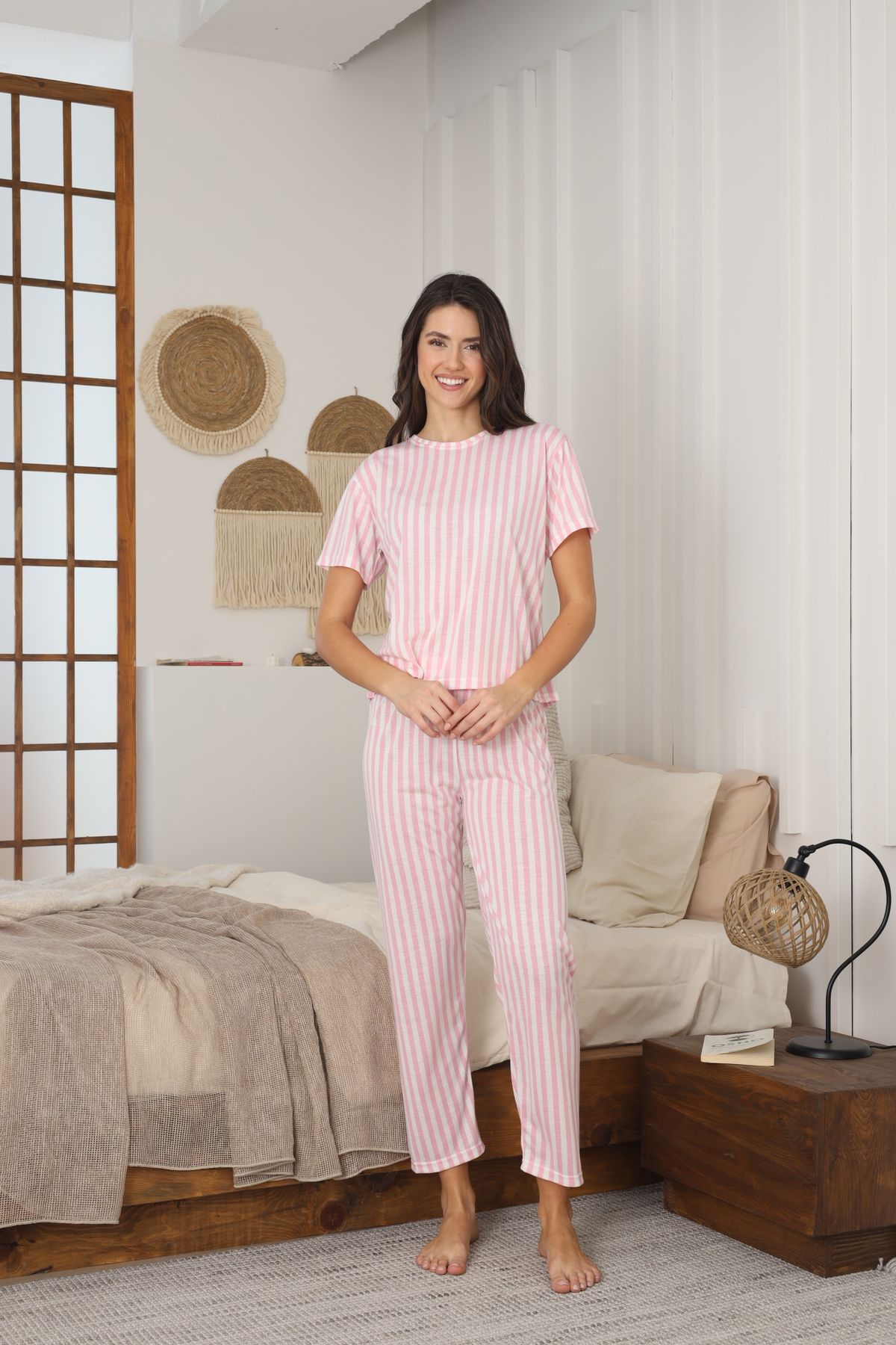 Kadın Yazlık Kısa Kol Penye Süprem Kumaş Pijama Takımı