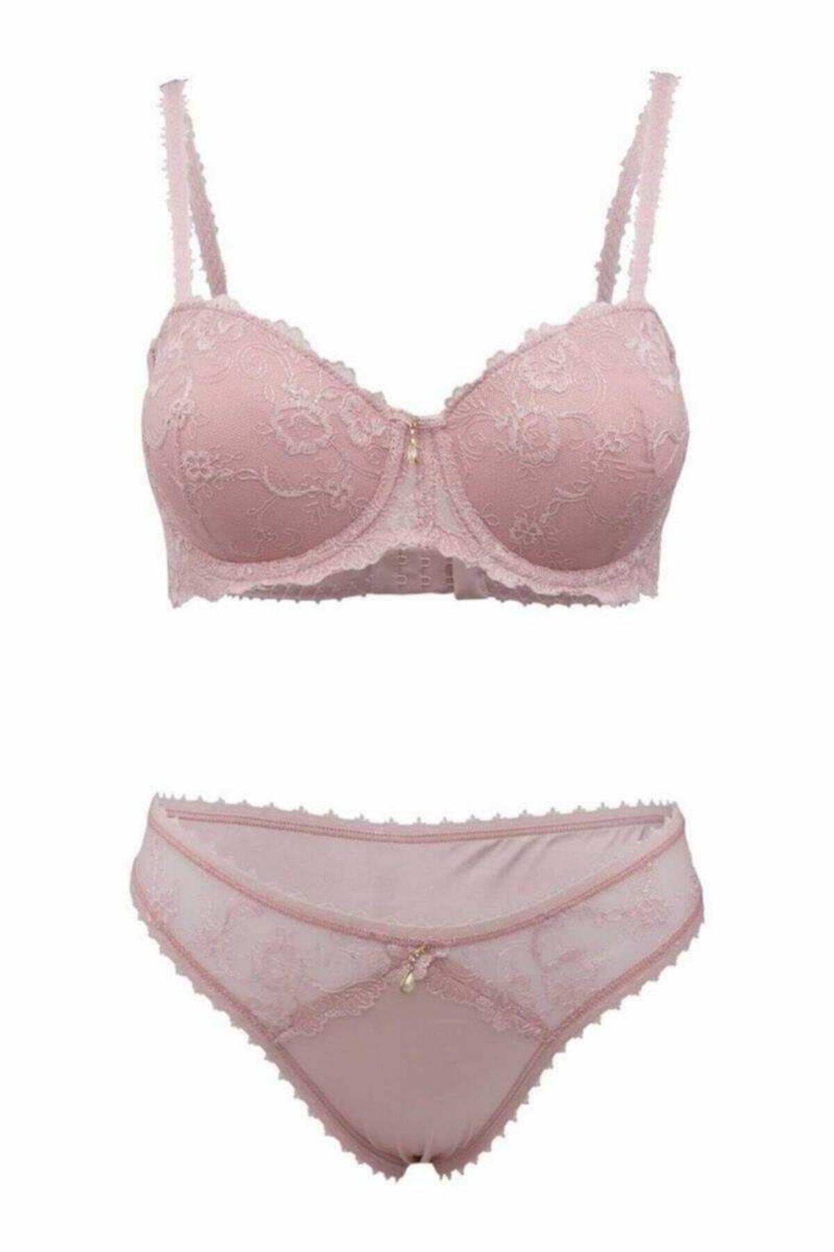 Le Jardin 5150 Brode Kaplı Taşlı Sütyen Takım PUDRA-75