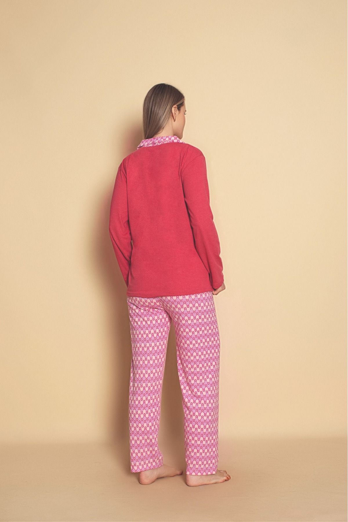 Önden düğmeli Gömlek Model Kadın Pijama Takımı YENİ SEZON