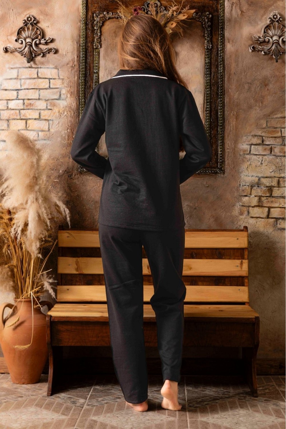 2 İplik Önden Düğmeli İçi Pamuklu Kadın Pijama Takımı