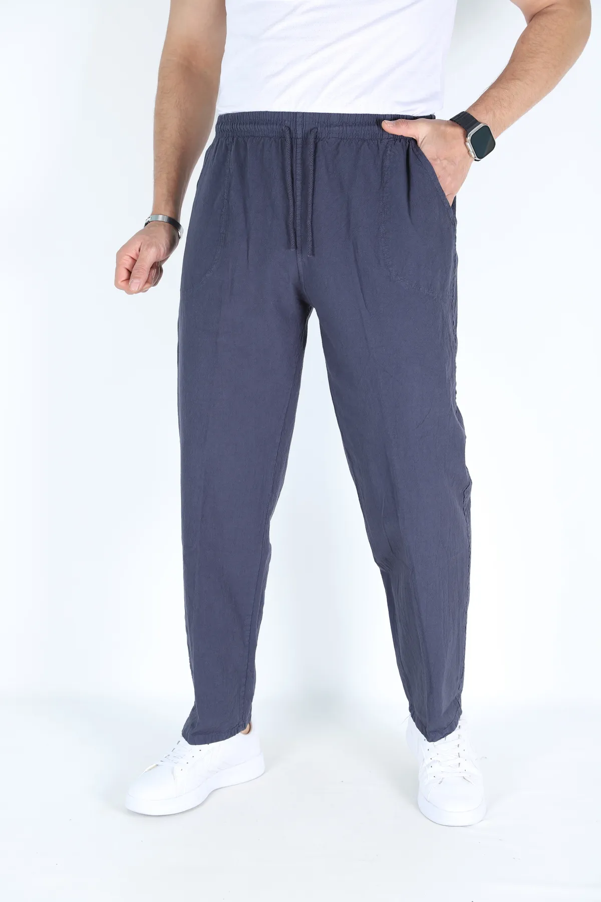 Erkek Hambez Lastikli Rahat Kalıp Pamuk Eşofman Alt Pantalon ANTRASİT-5XL