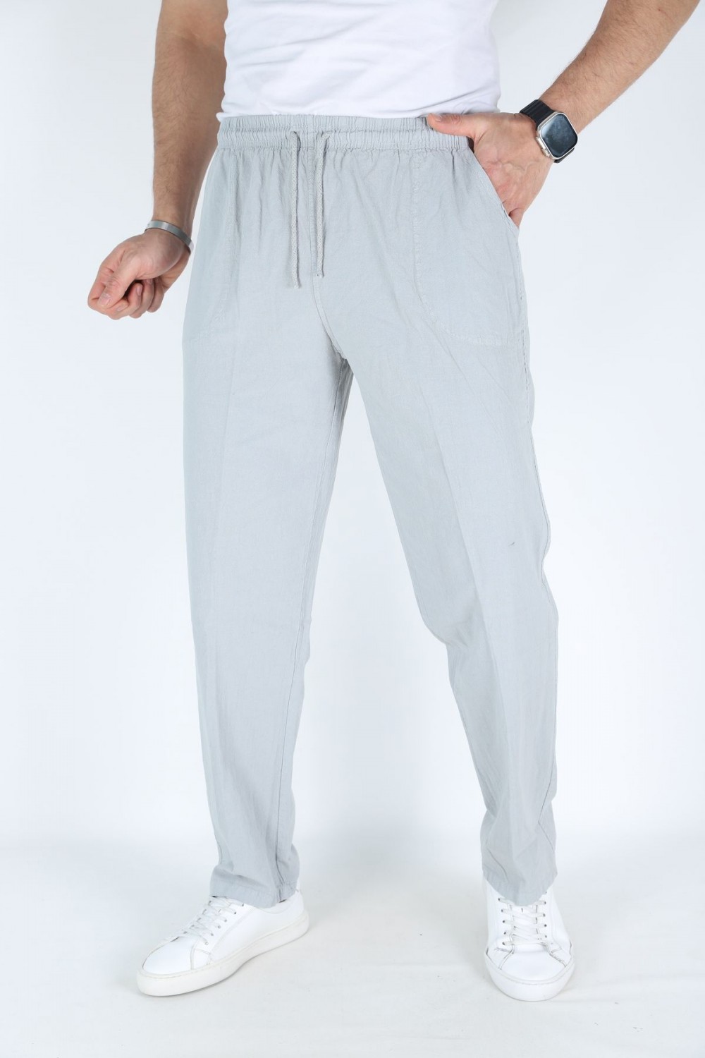Erkek Hambez Lastikli Rahat Kalıp Pamuk Eşofman Alt Pantalon GRİ-3XL