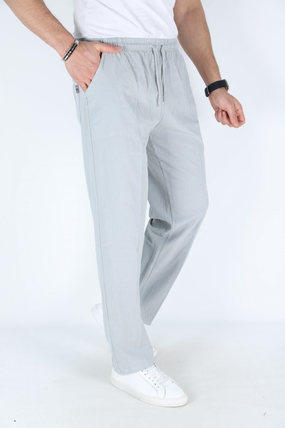 Erkek Hambez Lastikli Rahat Kalıp Pamuk Eşofman Alt Pantalon GRİ-6XL