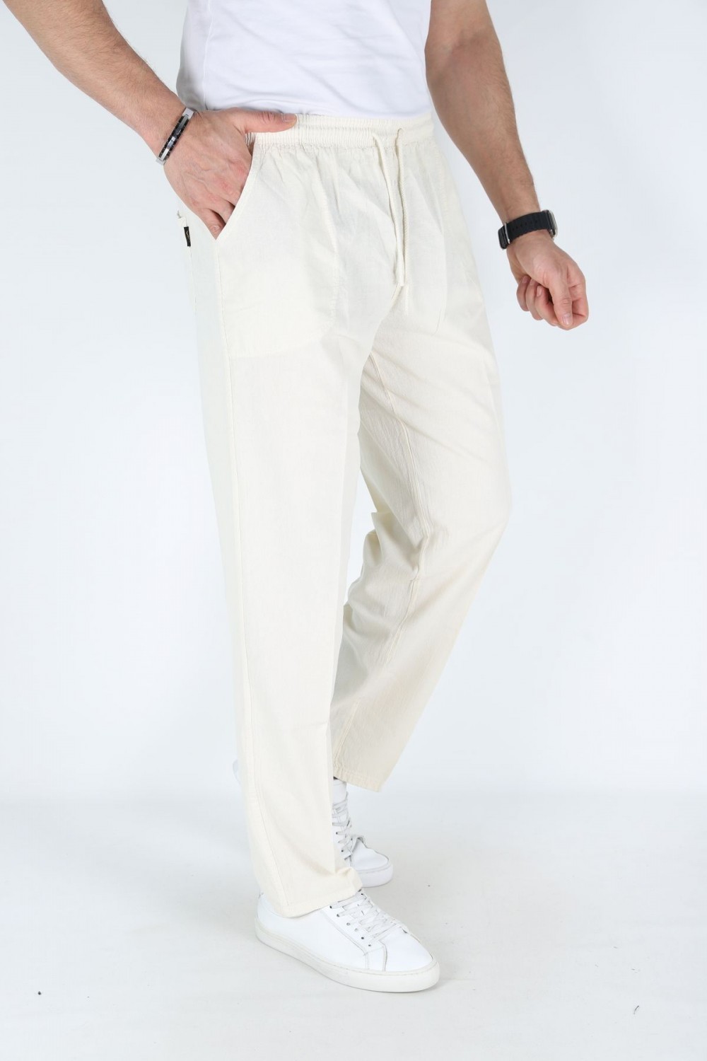 Erkek Hambez Lastikli Rahat Kalıp Pamuk Eşofman Alt Pantalon KEMİK-3XL