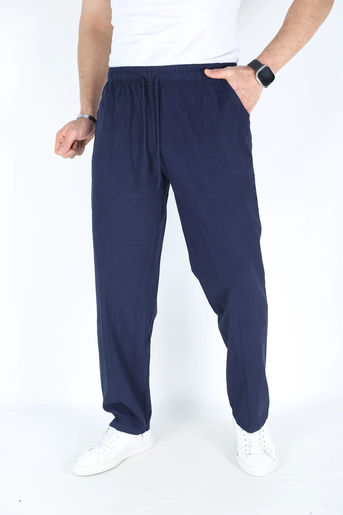 Erkek Hambez Lastikli Rahat Kalıp Pamuk Eşofman Alt Pantalon LACİVERT-5XL