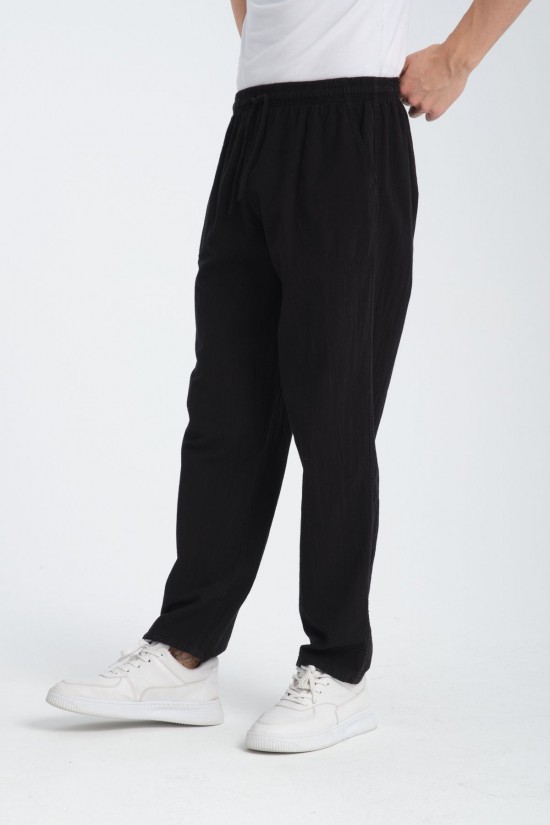 Erkek Hambez Lastikli Rahat Kalıp Pamuk Eşofman Alt Pantalon SİYAH-XL