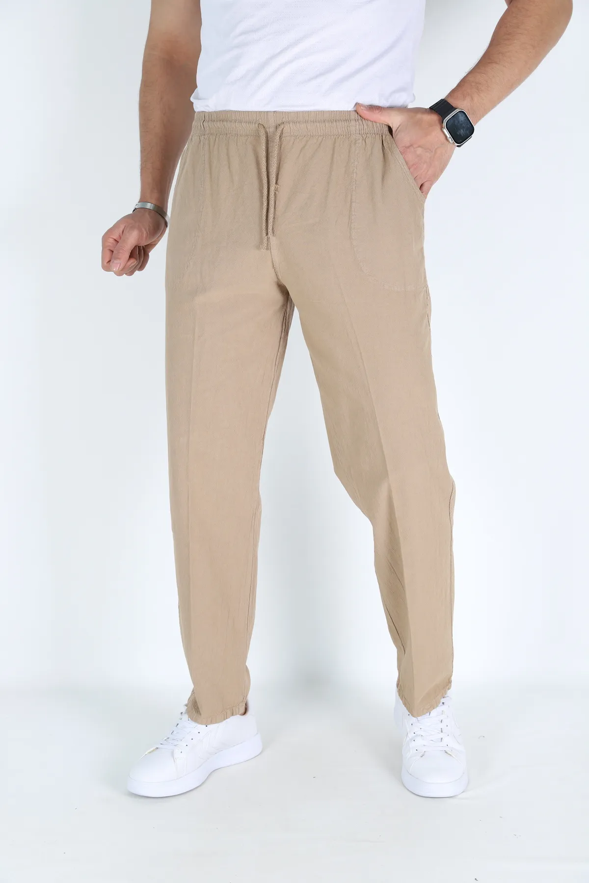 Erkek Hambez Lastikli Rahat Kalıp Pamuk Eşofman Alt Pantalon TOPRAK-3XL