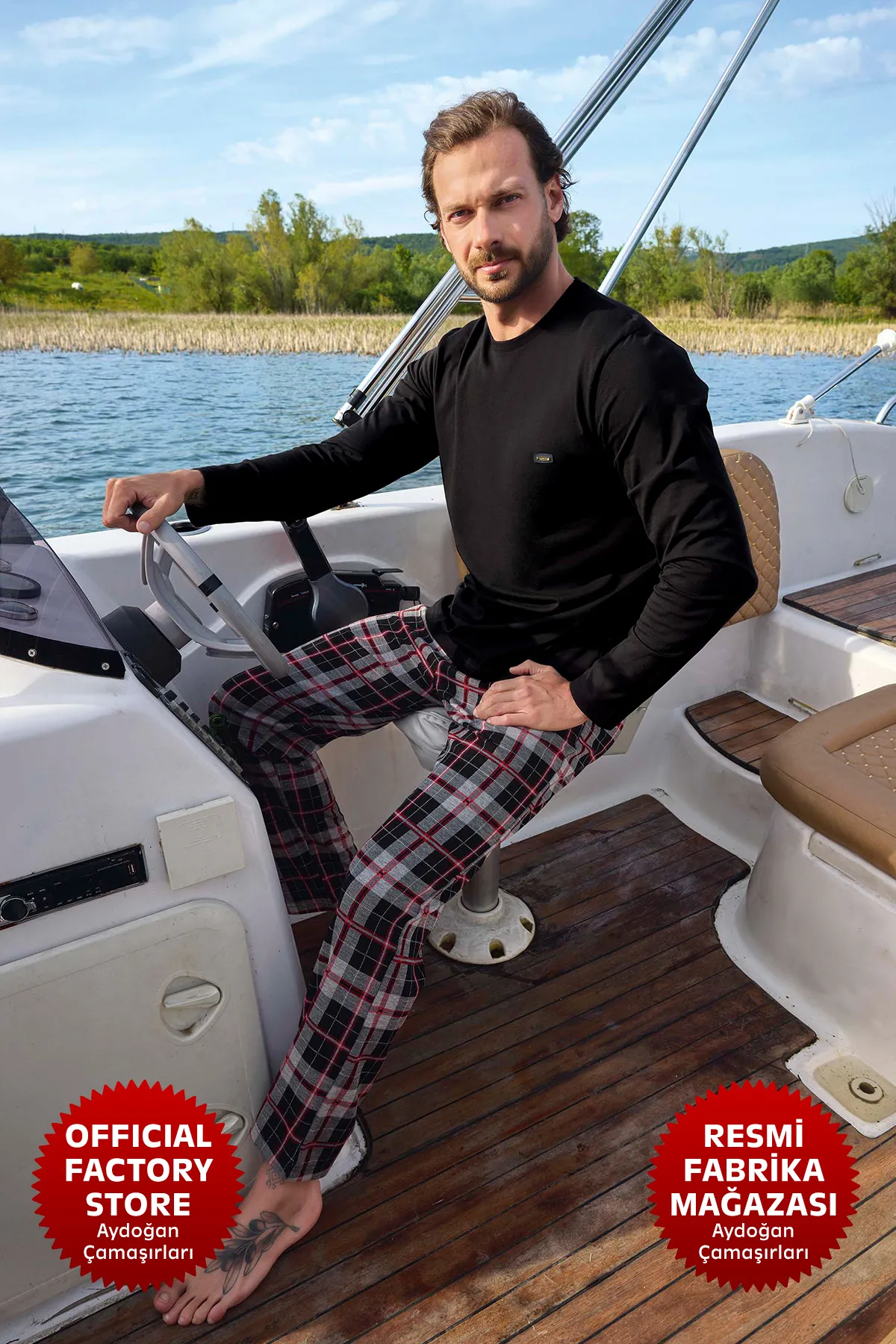 Erkek Jakarlı Pijama Takımı 3451 SİYAH-M