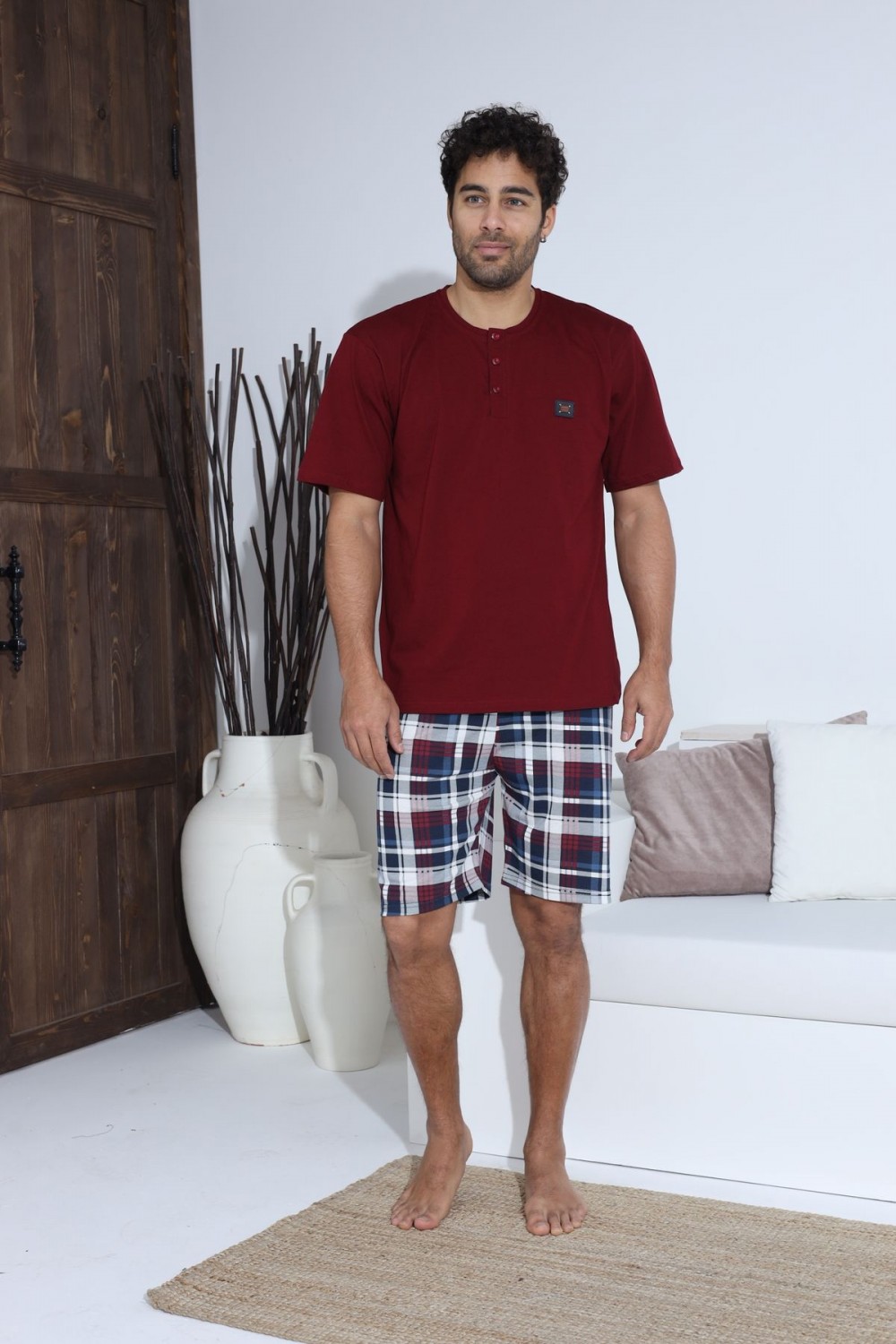 Erkek Kısa Kol Şortlu Erkek Pijama Takımı YENİ SEZON