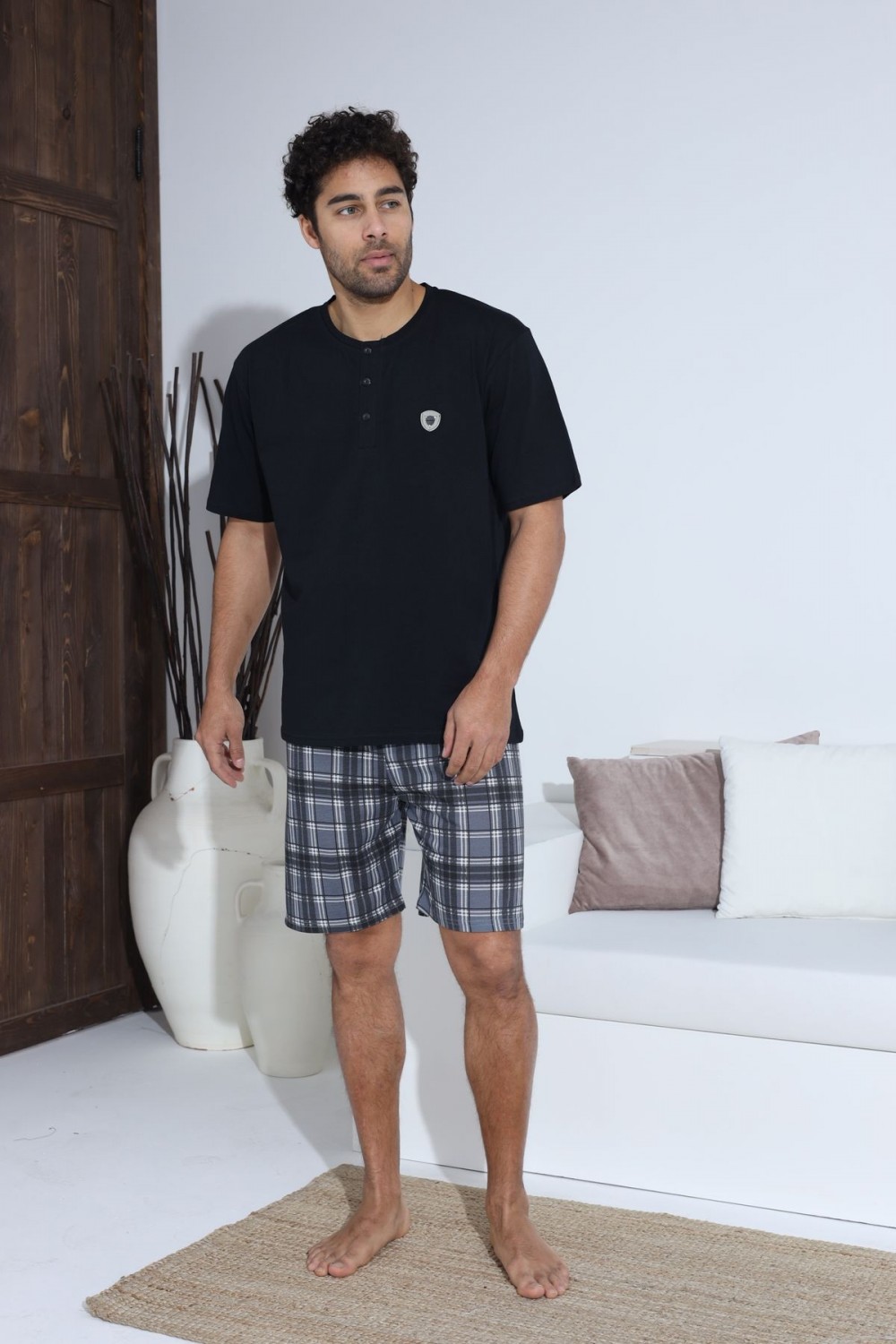 Erkek Kısa Kol Şortlu Erkek Pijama Takımı YENİ SEZON