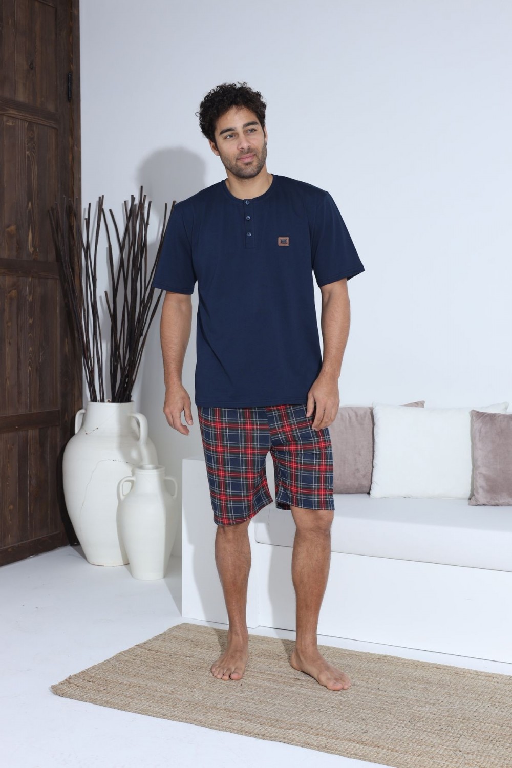 Erkek Kısa Kol Şortlu Erkek Pijama Takımı YENİ SEZON