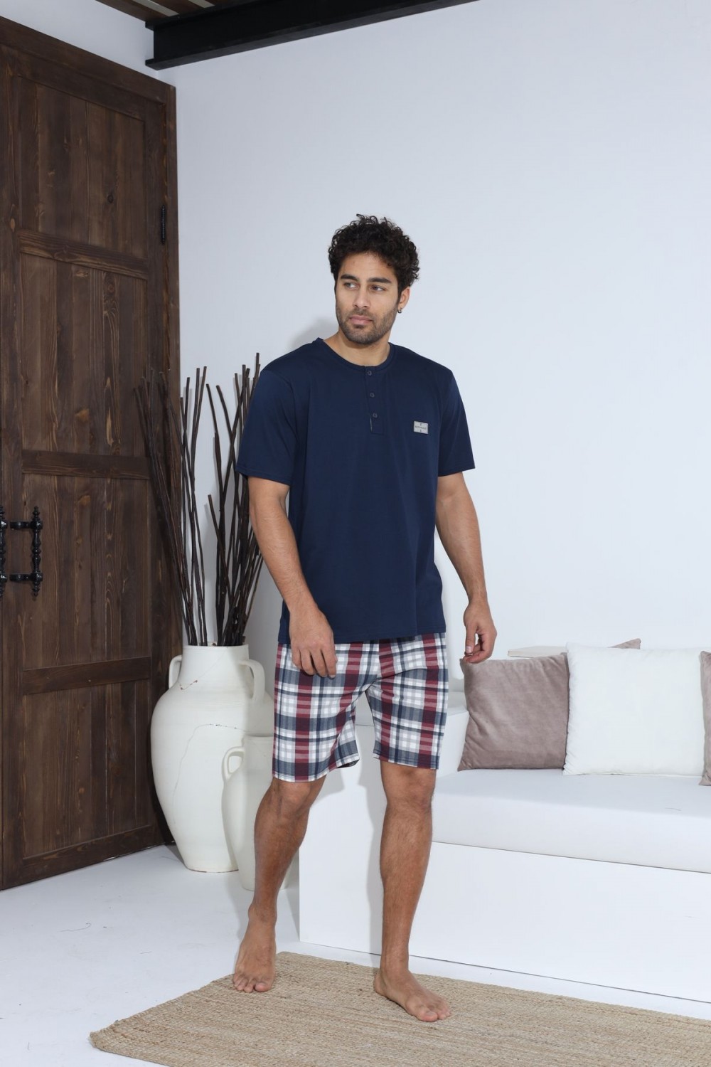 Erkek Kısa Kol Şortlu Erkek Pijama Takımı YENİ SEZON