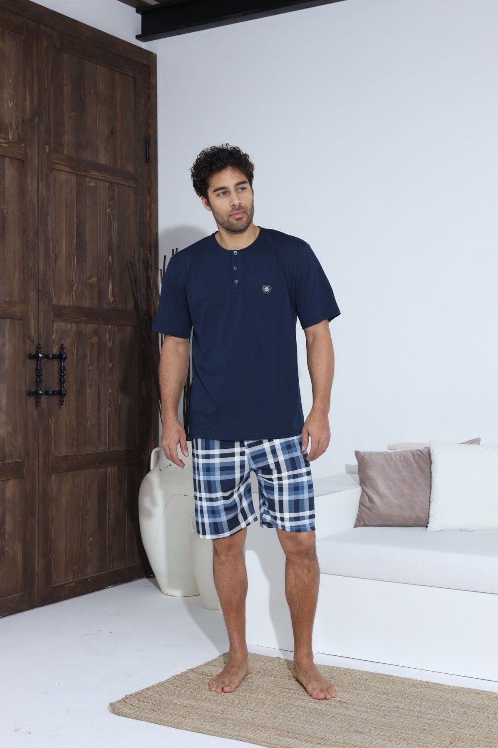 Erkek Kısa Kol Şortlu Penye Süprem Pijama Takımı