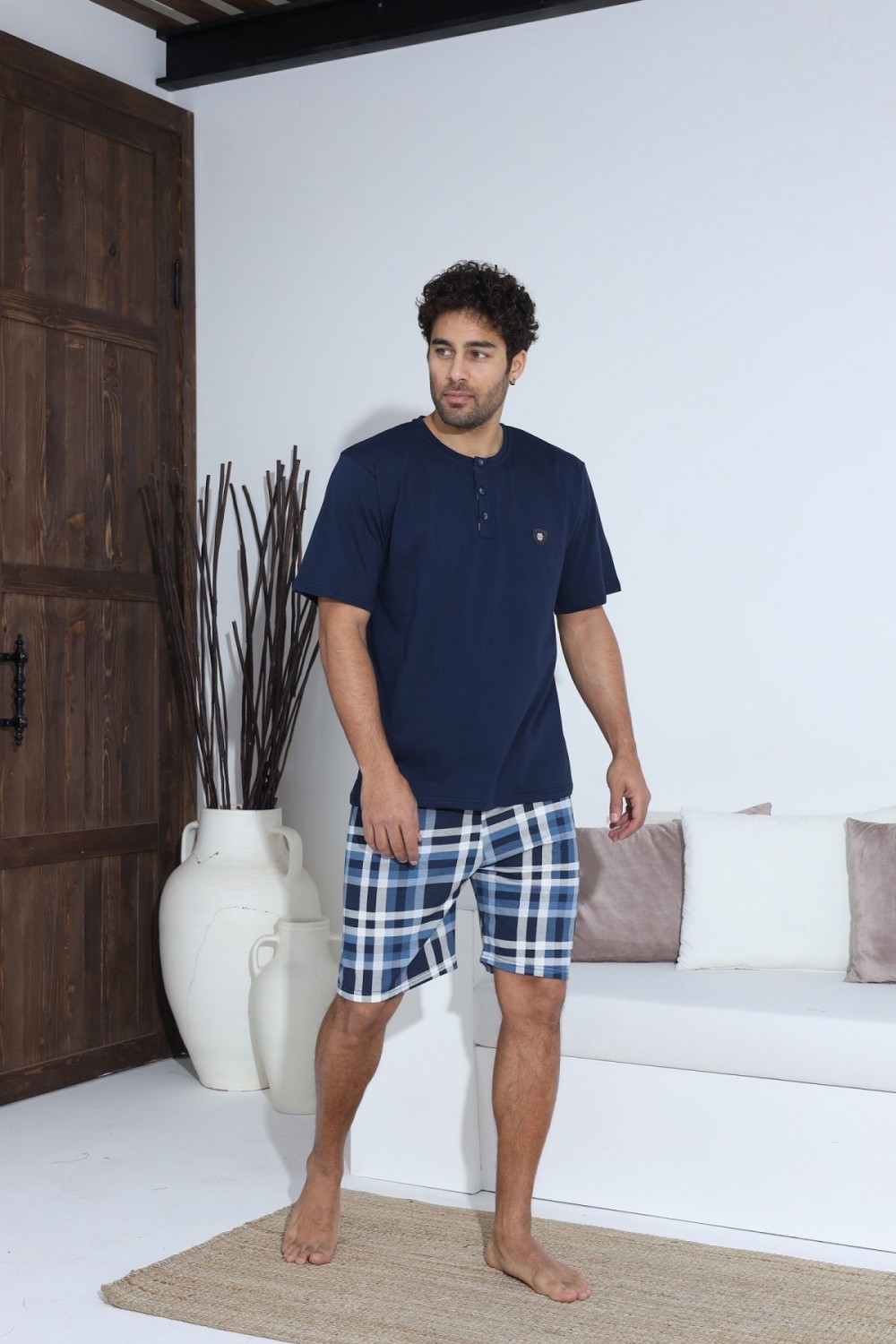 Erkek Kısa Kol Şortlu Penye Süprem Pijama Takımı