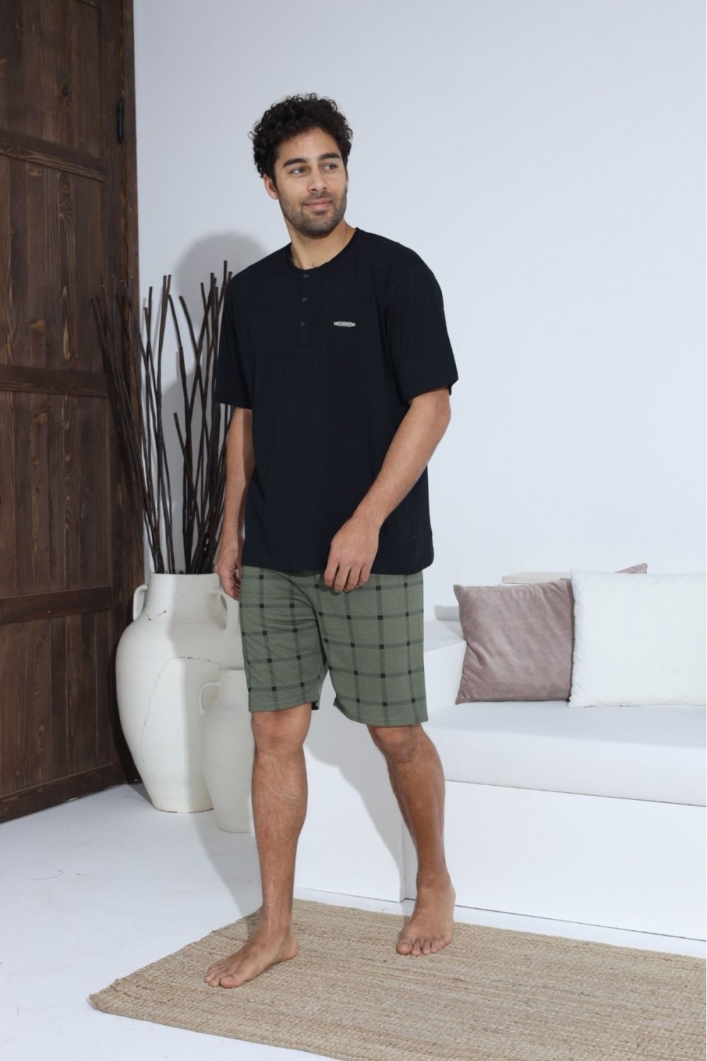 Erkek Kısa Kol Şortlu Penye Süprem Pijama Takımı