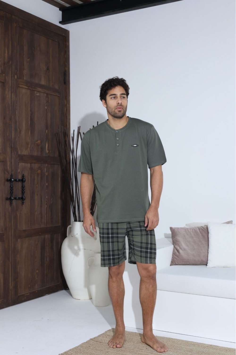 Erkek Kısa Kol Şortlu Penye Süprem Pijama Takımı