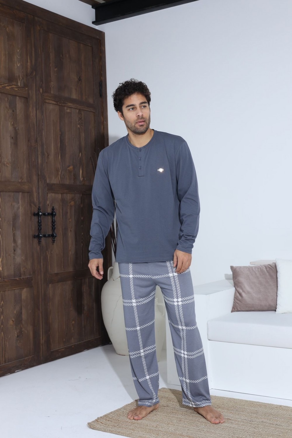 Erkek Penye Süprem Uzun Kol Pijama Takımı