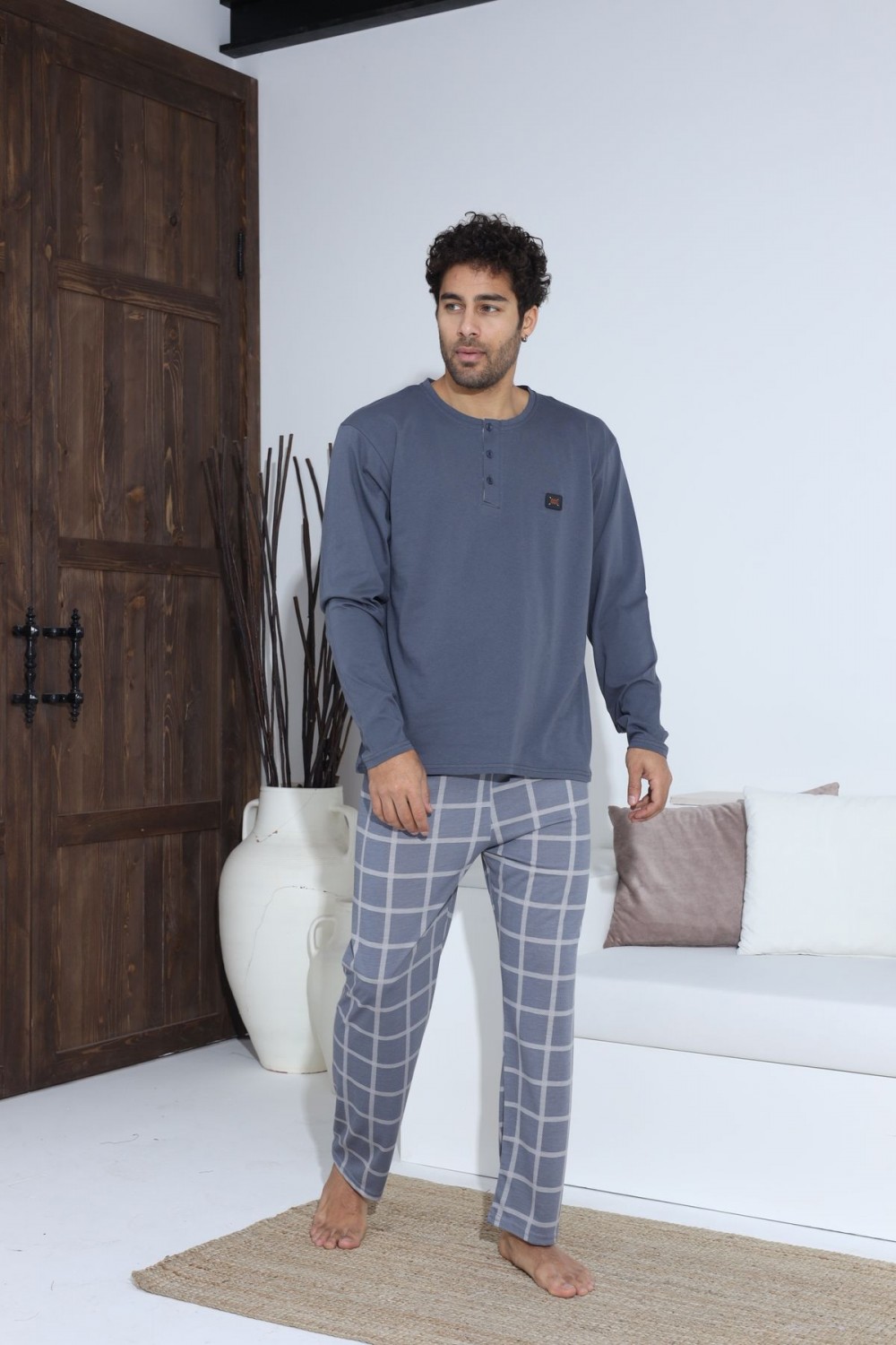 Erkek Penye Süprem Uzun Kol Pijama Takımı