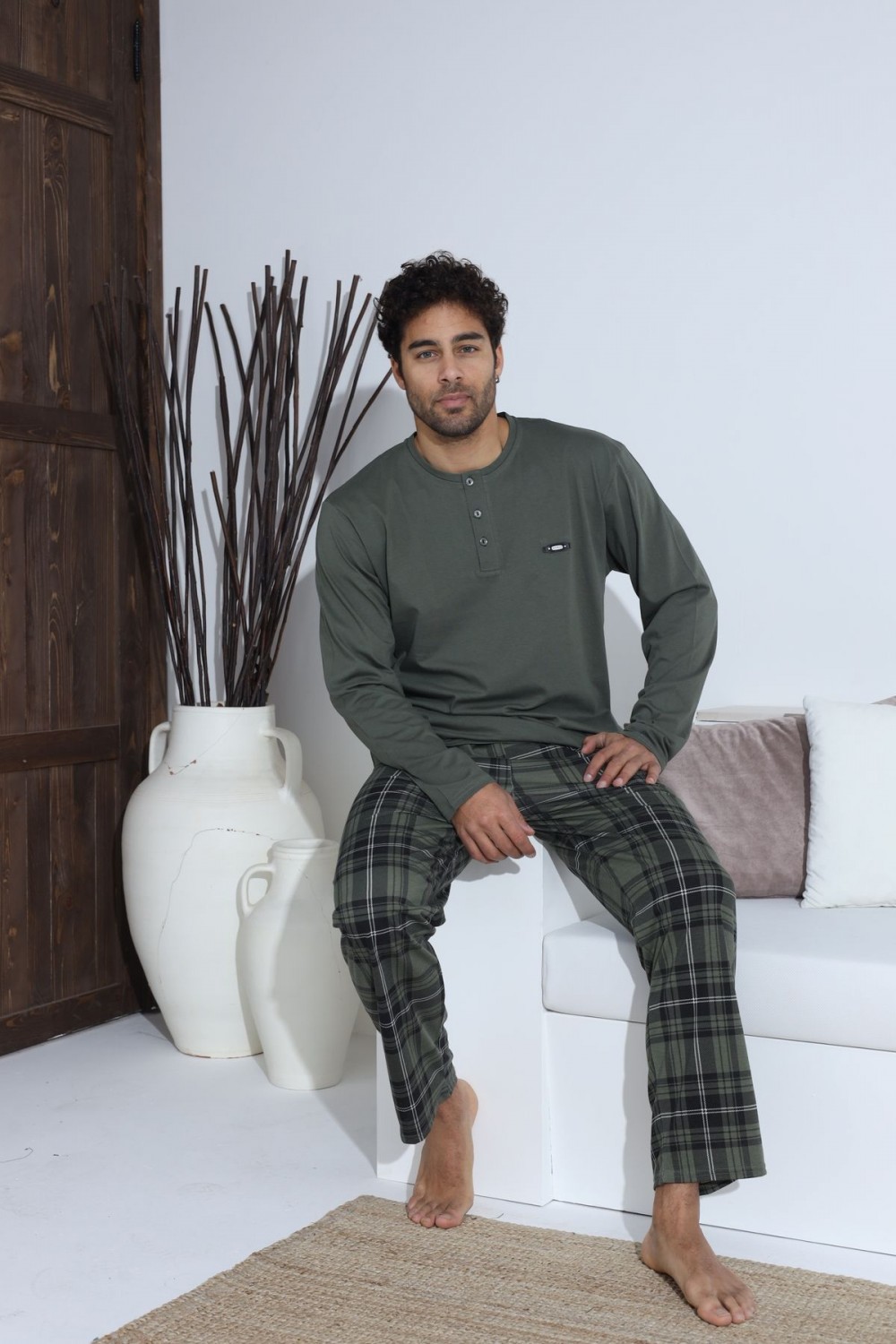 Erkek Penye Süprem Uzun Kol Pijama Takımı