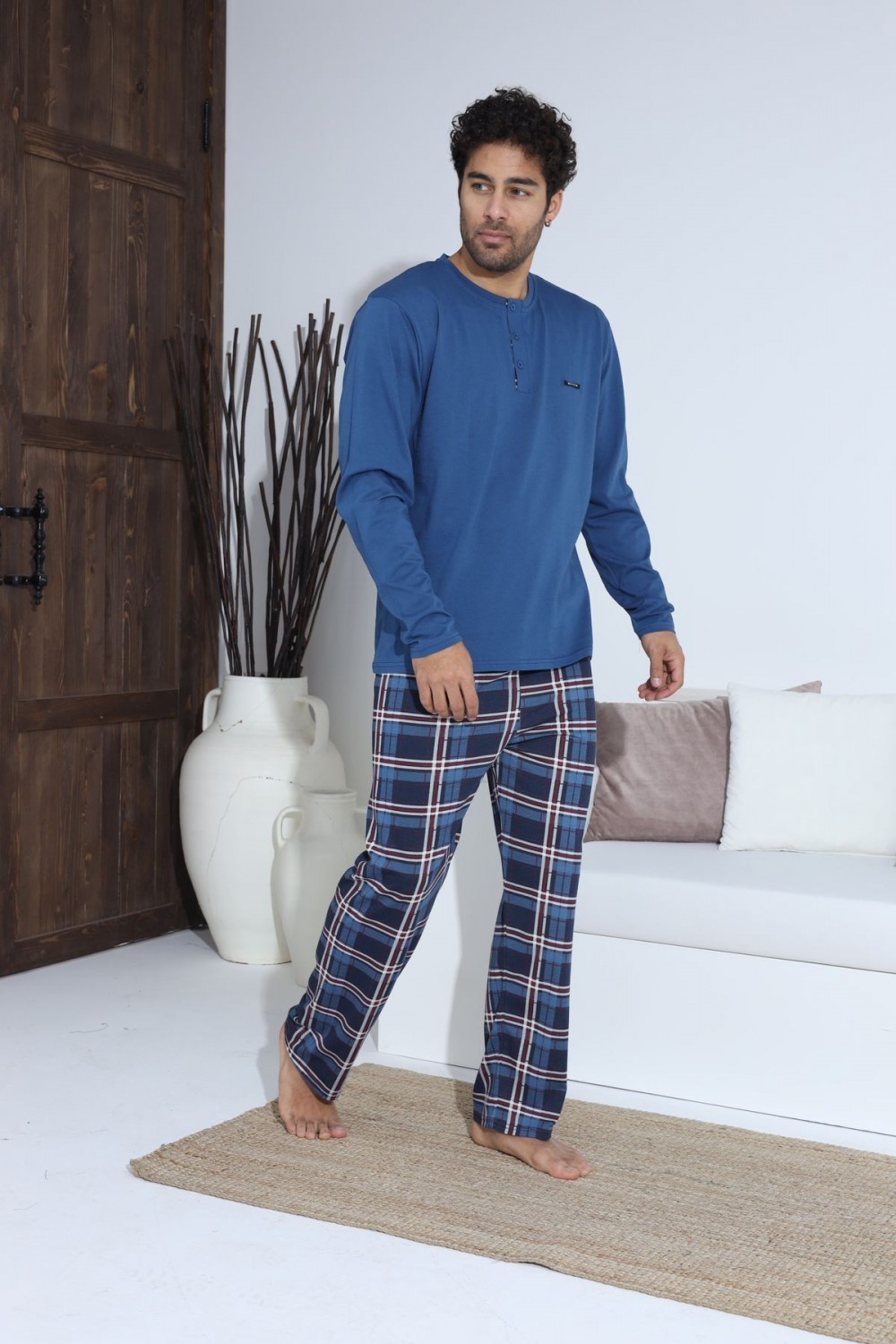 Erkek Penye Süprem Uzun Kol Pijama Takımı