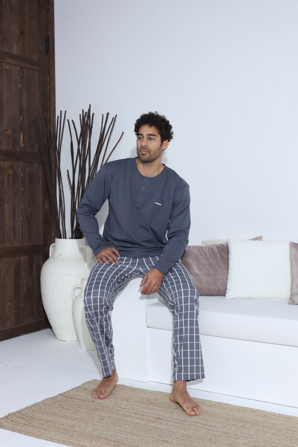 Erkek Penye Süprem Uzun Kol Pijama Takımı