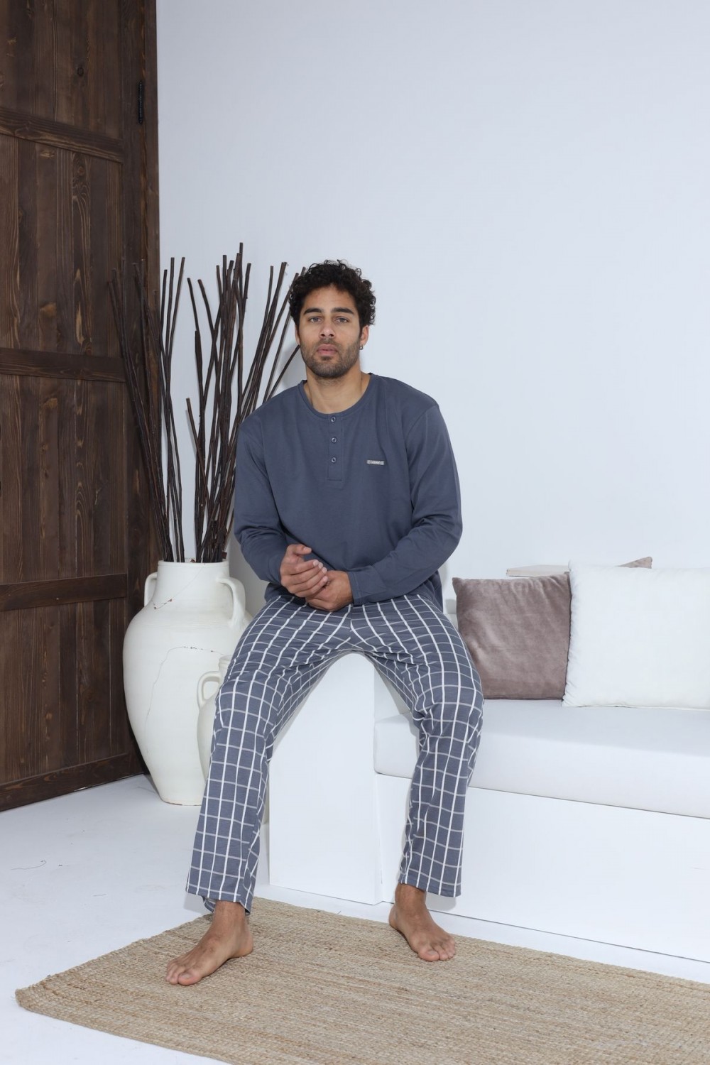 Erkek Penye Süprem Uzun Kol Pijama Takımı