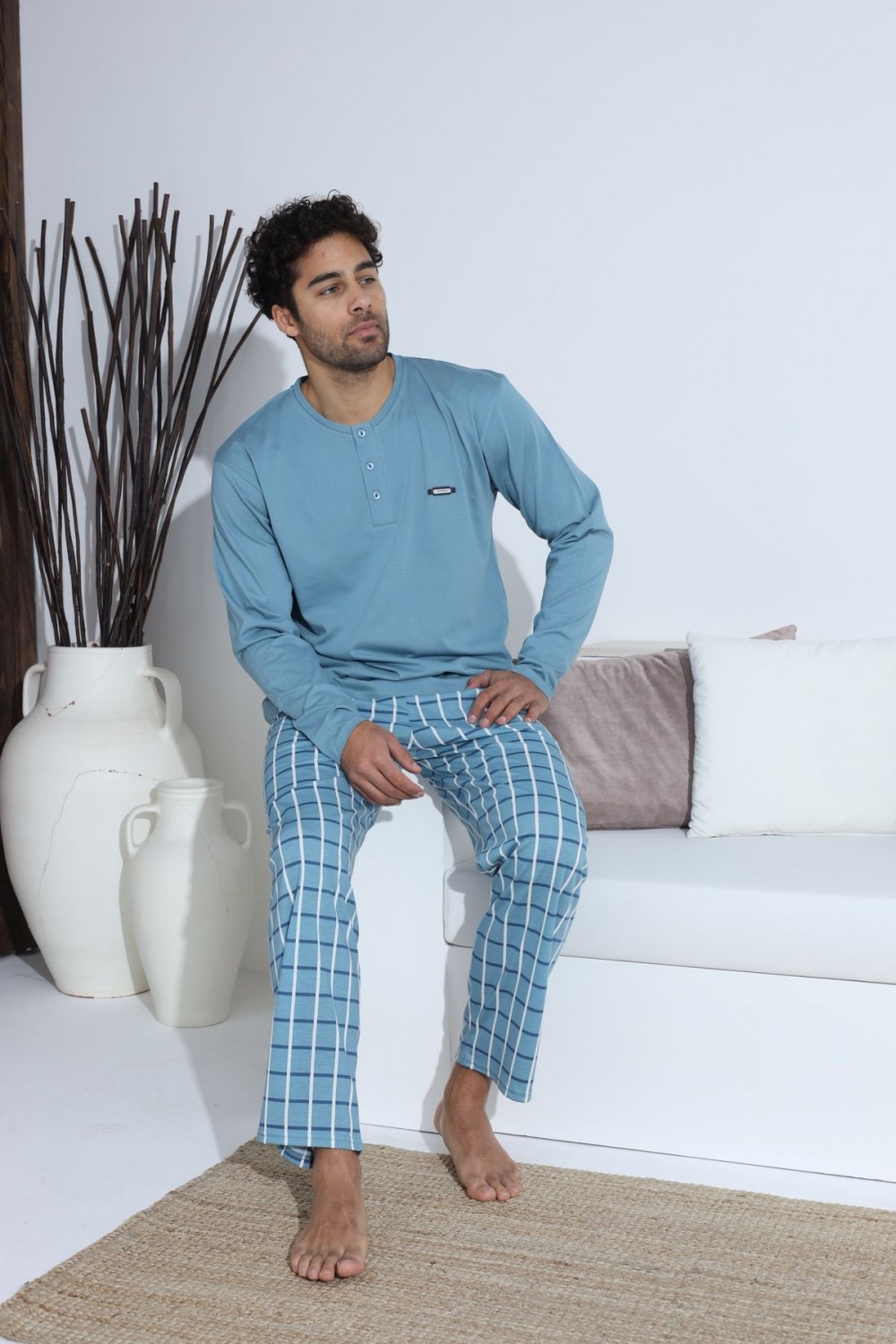 Erkek Penye Süprem Uzun Kol Pijama Takımı