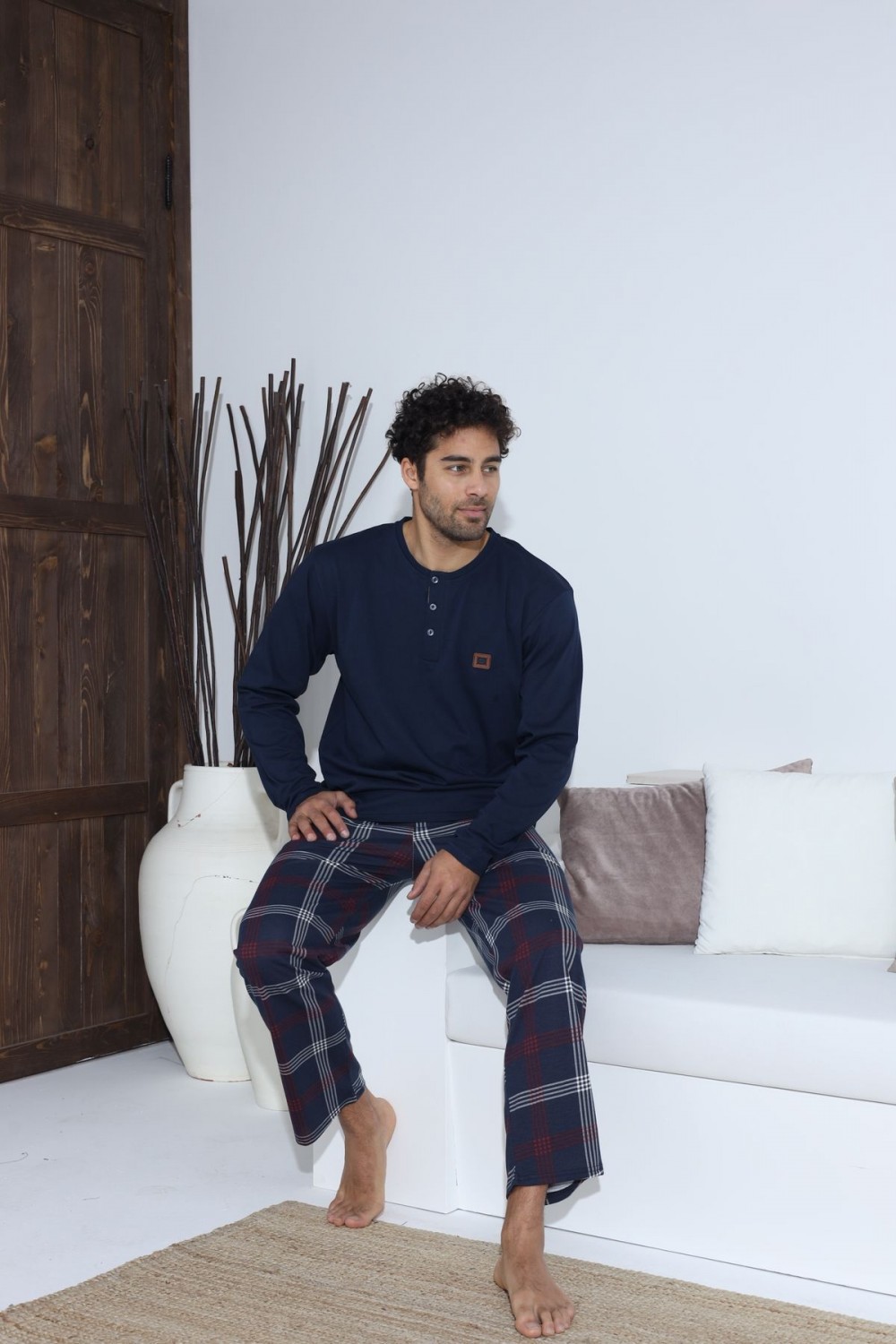 Erkek Penye Süprem Uzun Kol Pijama Takımı