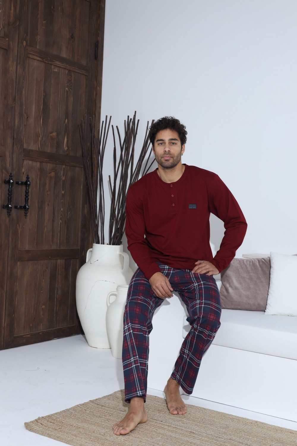 Erkek Penye Süprem Uzun Kol Pijama Takımı