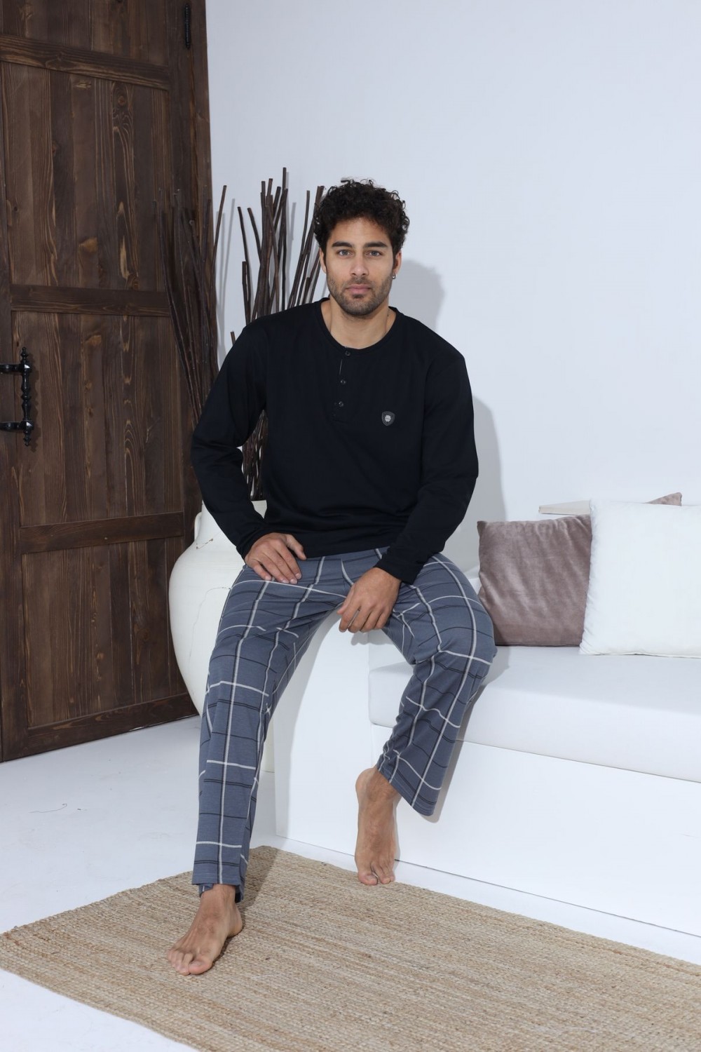 Erkek Penye Süprem Uzun Kol Pijama Takımı
