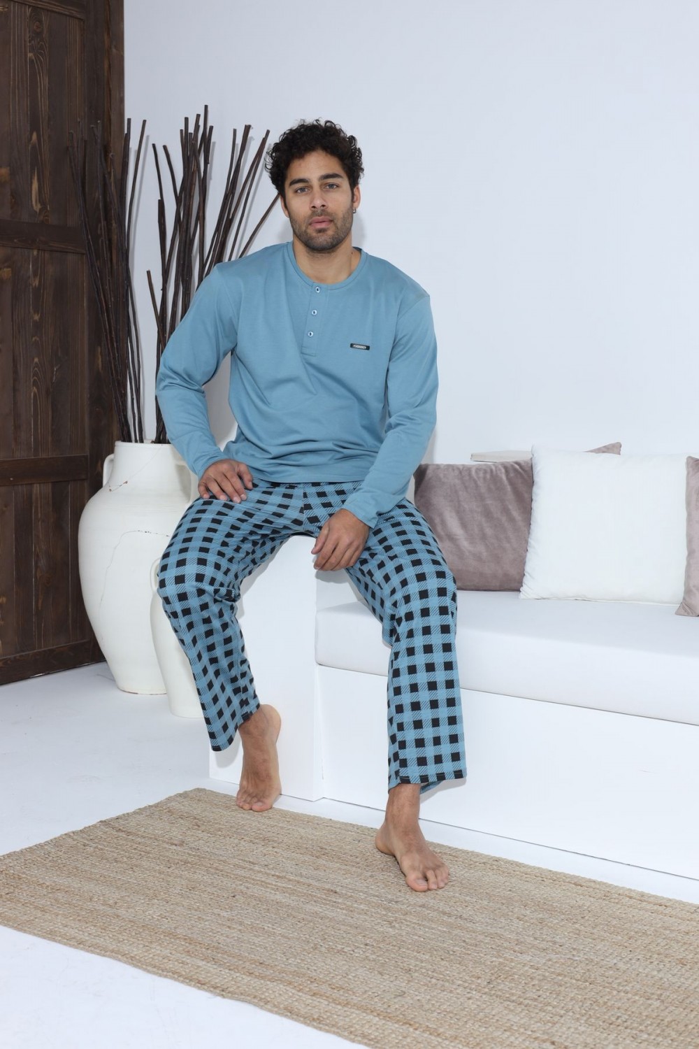Erkek Penye Süprem Uzun Kol Pijama Takımı