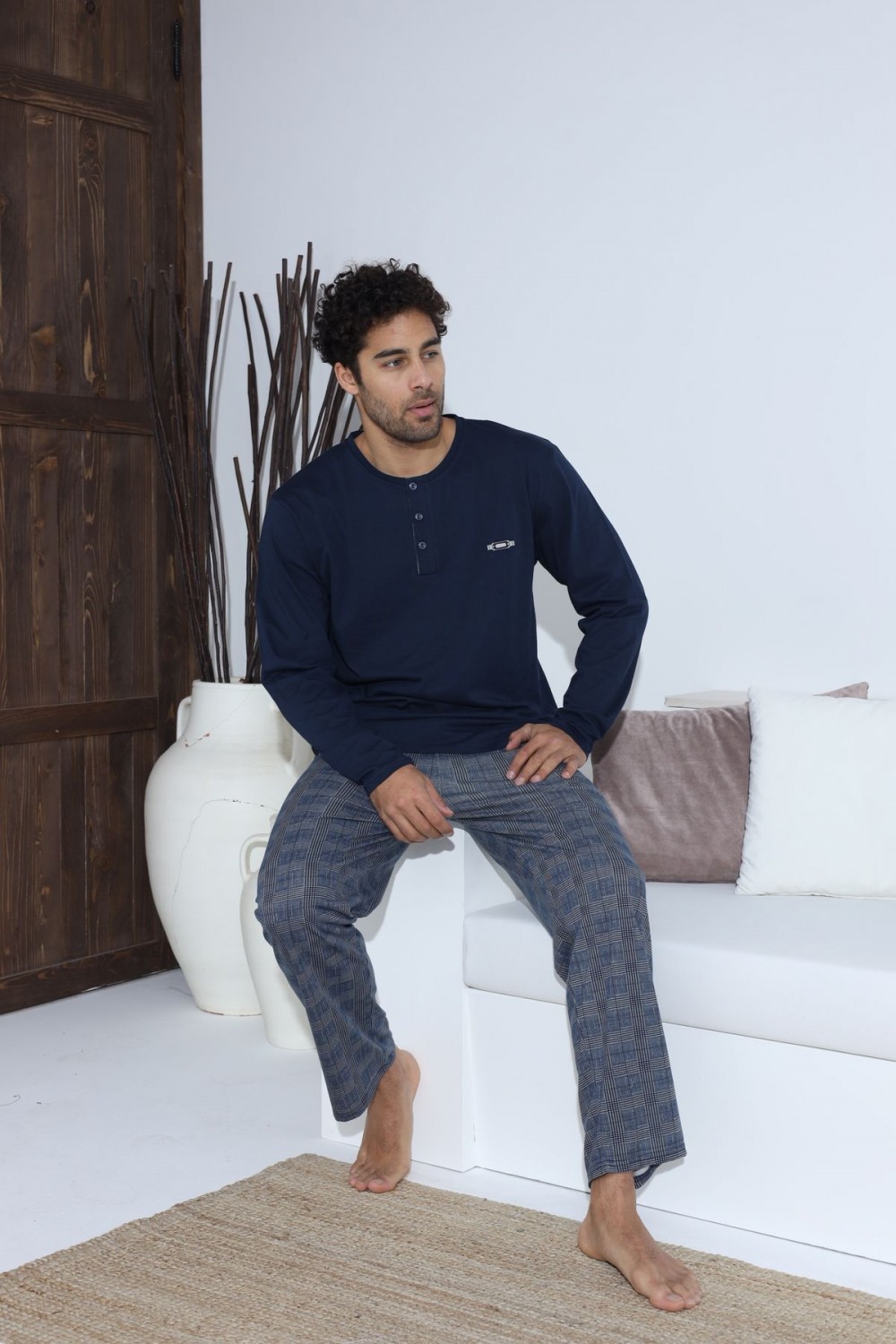 Erkek Penye Süprem Uzun Kol Pijama Takımı