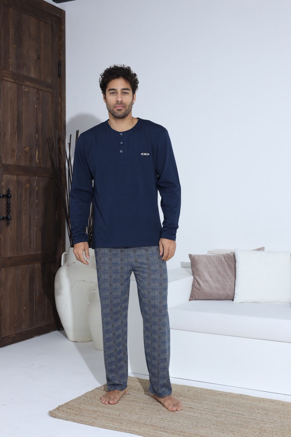 Erkek Penye Süprem Uzun Kol Pijama Takımı