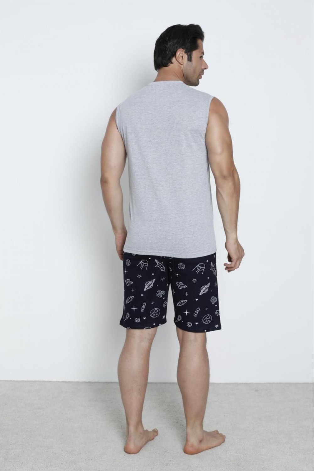 Erkek Şortlu Sıfır Kol Cepli Pijama Takımı %100 Pamuk YENİ SEZON