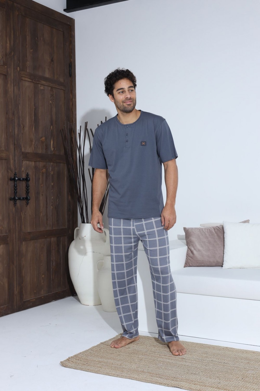 Erkek Yazlık Kısa Kol Penye Süprem Pijama Takımı