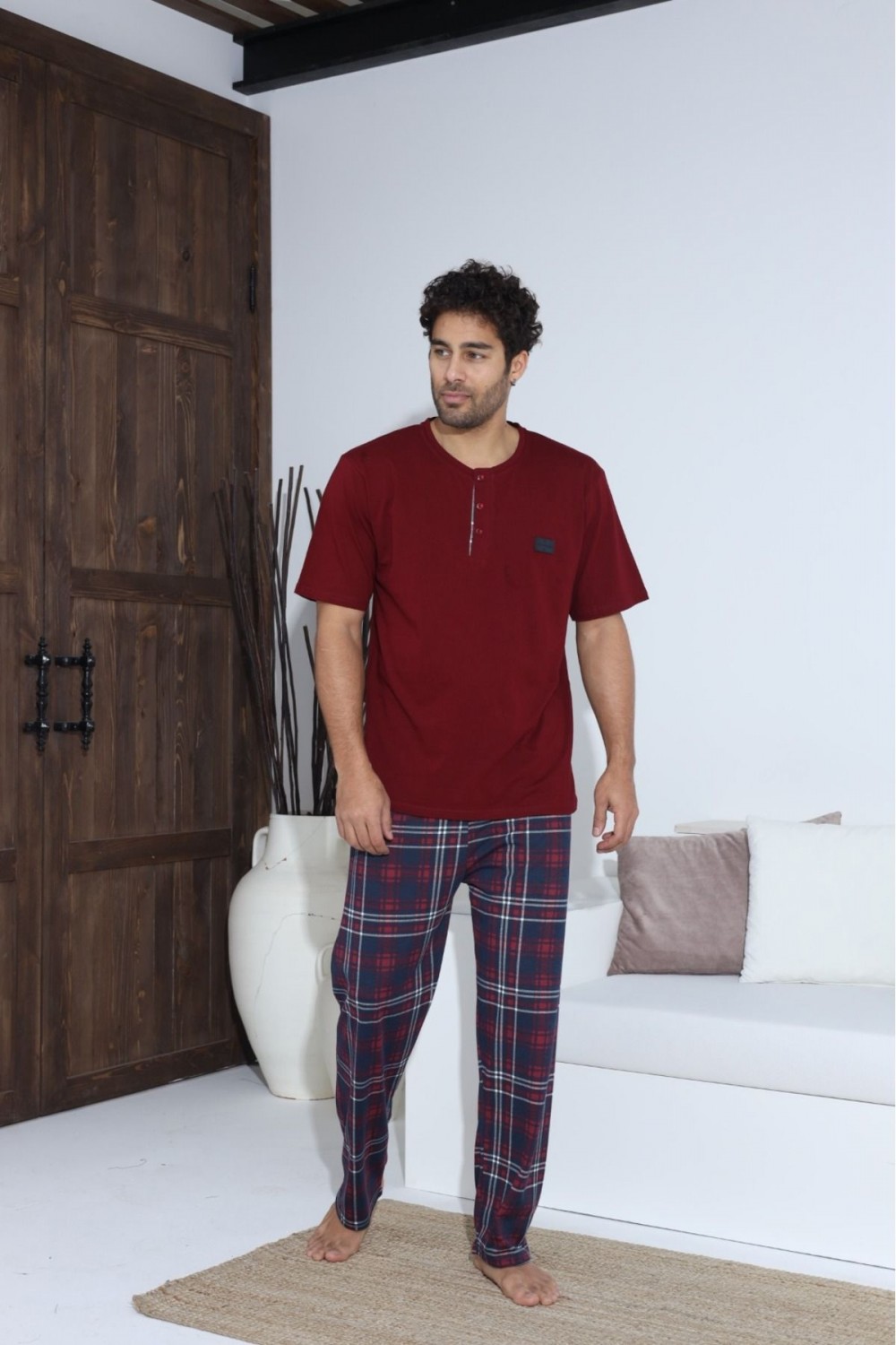 Erkek Yazlık Kısa Kol Penye Süprem Pijama Takımı