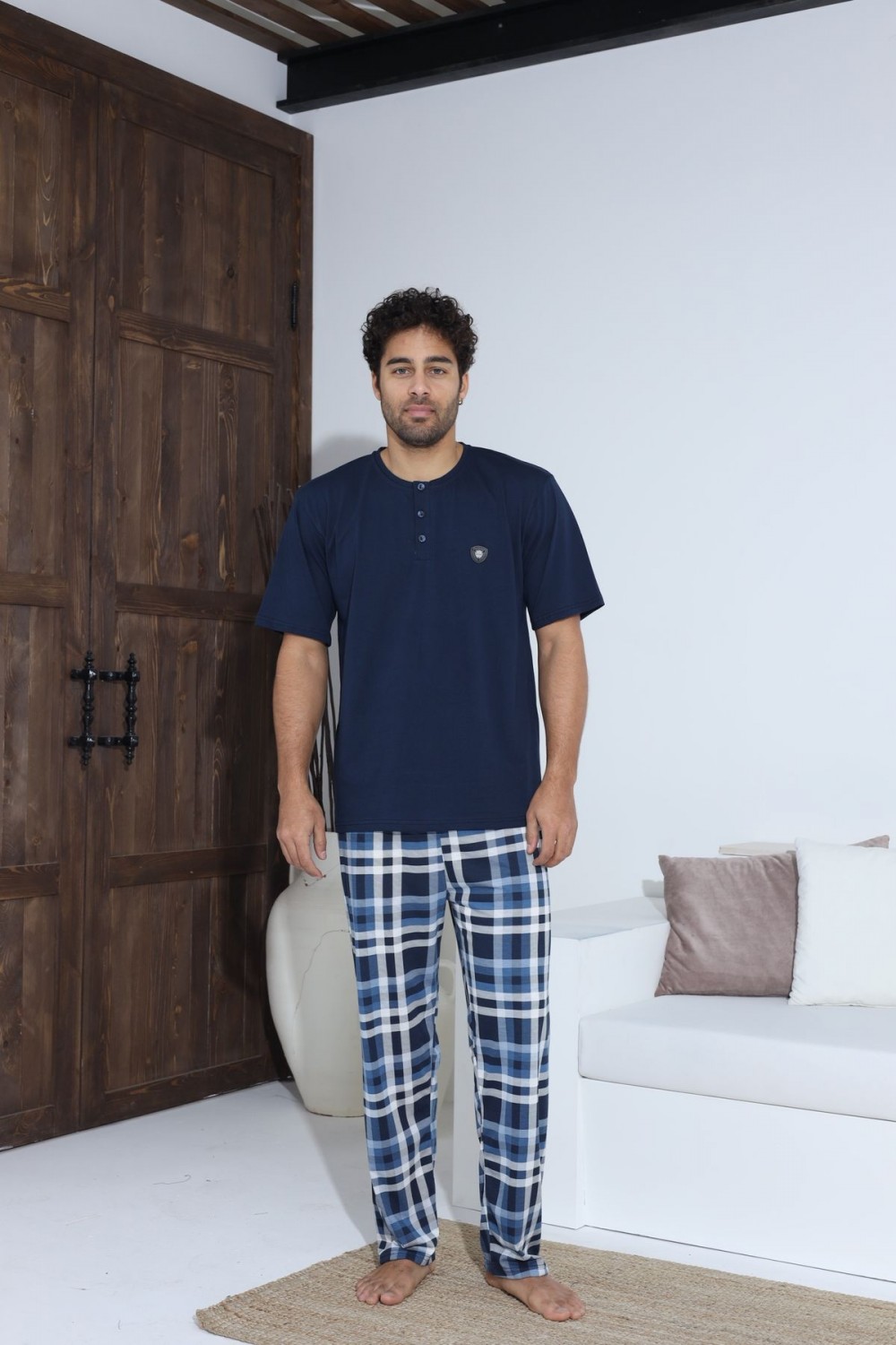 Erkek Yazlık Kısa Kol Penye Süprem Pijama Takımı