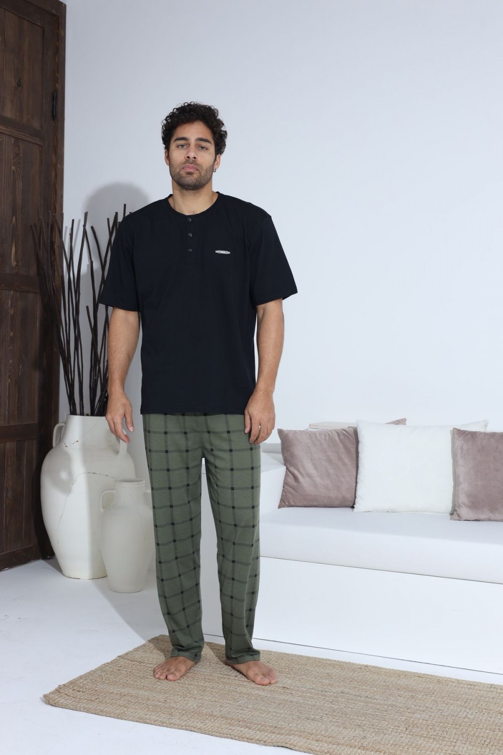Erkek Yazlık Kısa Kol Penye Süprem Pijama Takımı