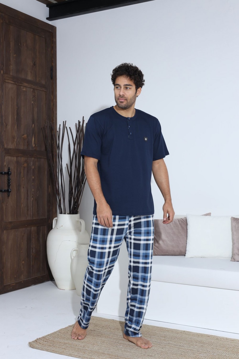 Erkek Yazlık Kısa Kol Penye Süprem Pijama Takımı