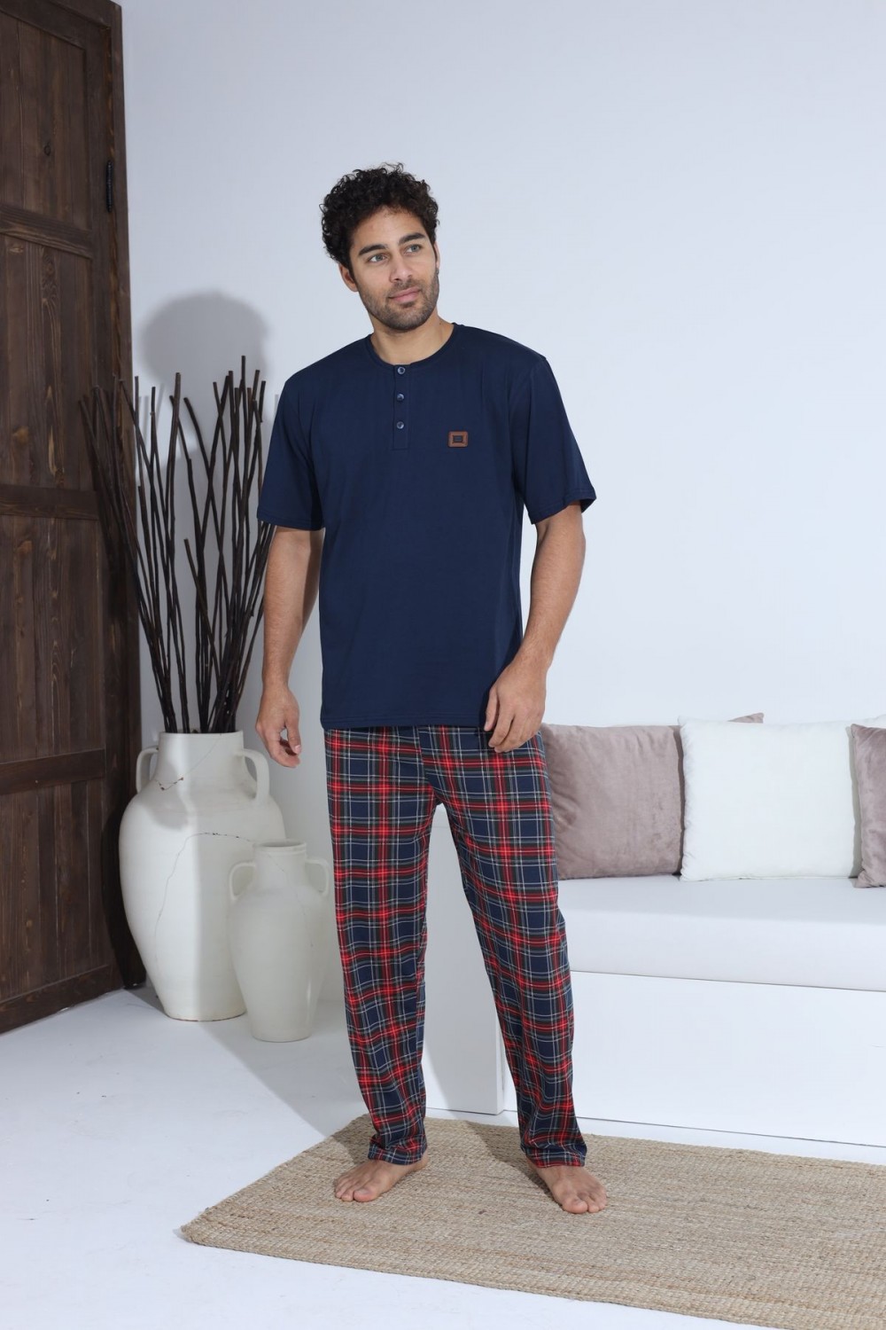 Erkek Yazlık Kısa Kol Penye Süprem Pijama Takımı