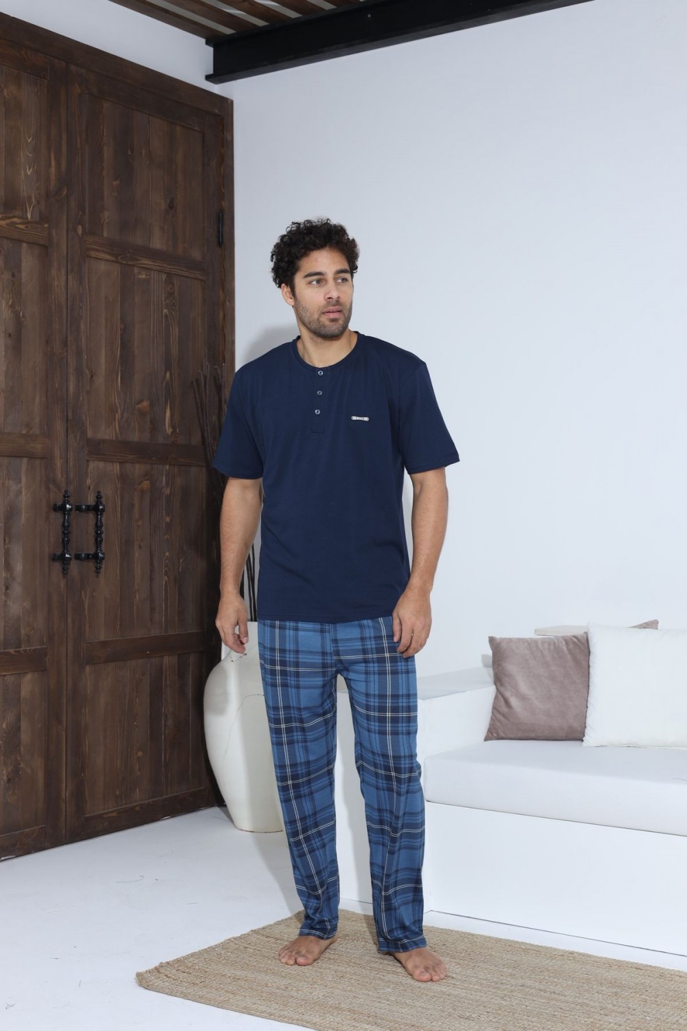 Erkek Yazlık Kısa Kol Penye Süprem Pijama Takımı