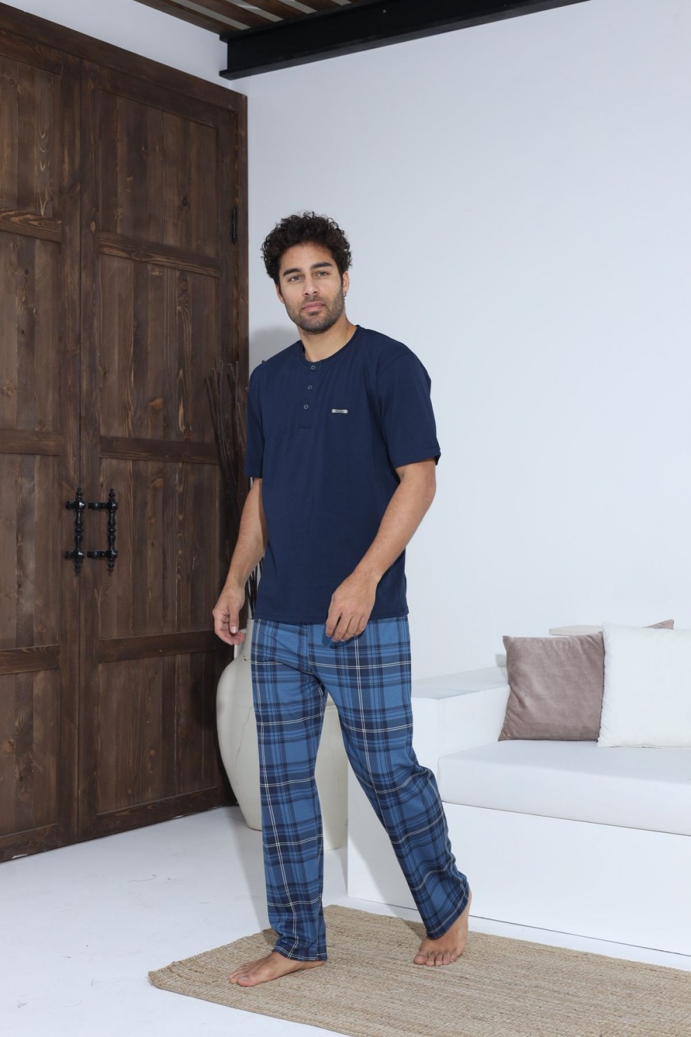 Erkek Yazlık Kısa Kol Penye Süprem Pijama Takımı