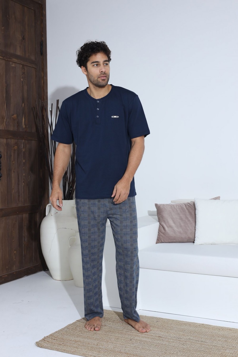 Erkek Yazlık Kısa Kol Penye Süprem Pijama Takımı