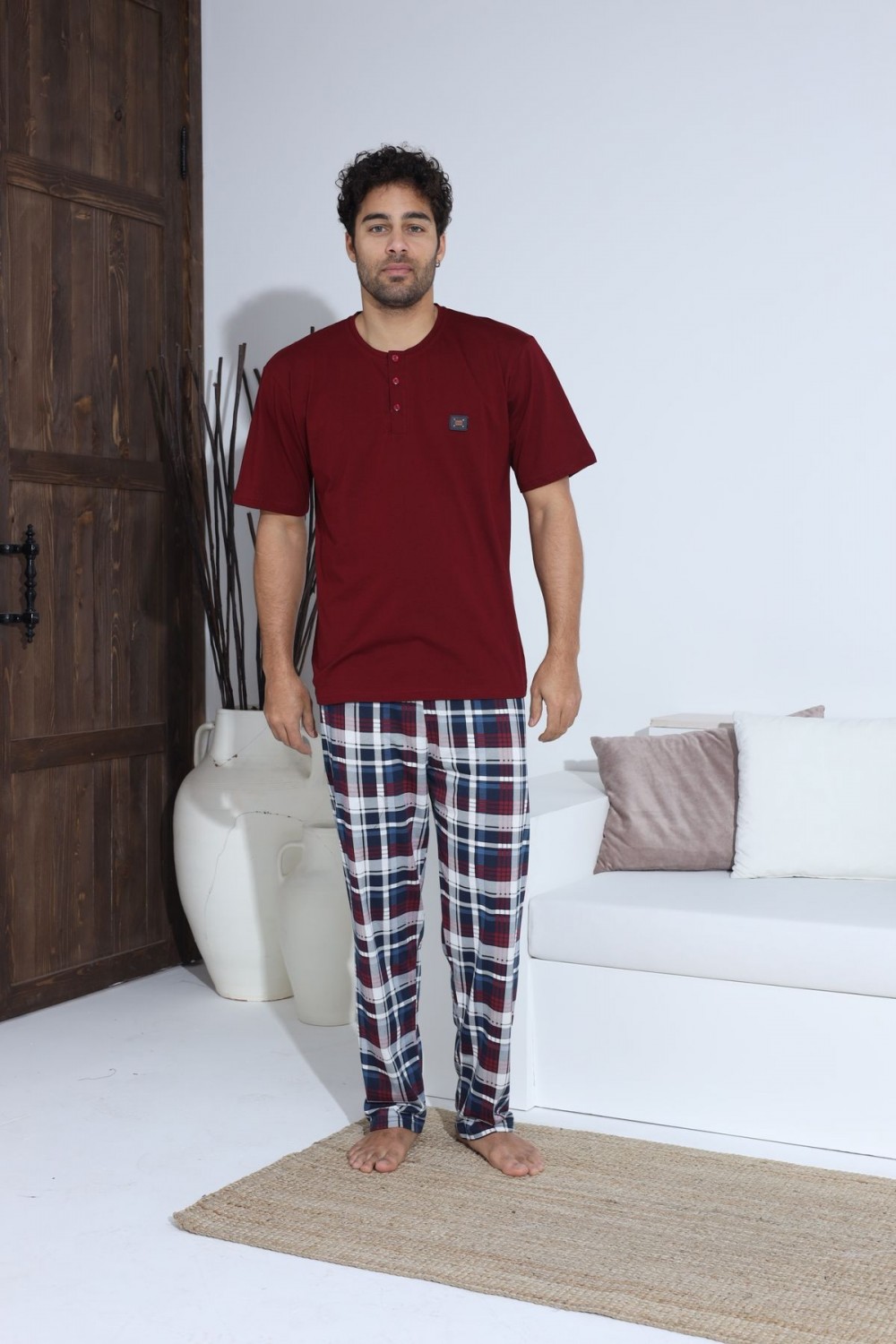 Erkek Yazlık Kısa Kol Penye Süprem Pijama Takımı