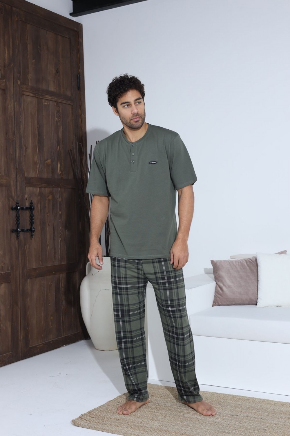 Erkek Yazlık Kısa Kol Penye Süprem Pijama Takımı