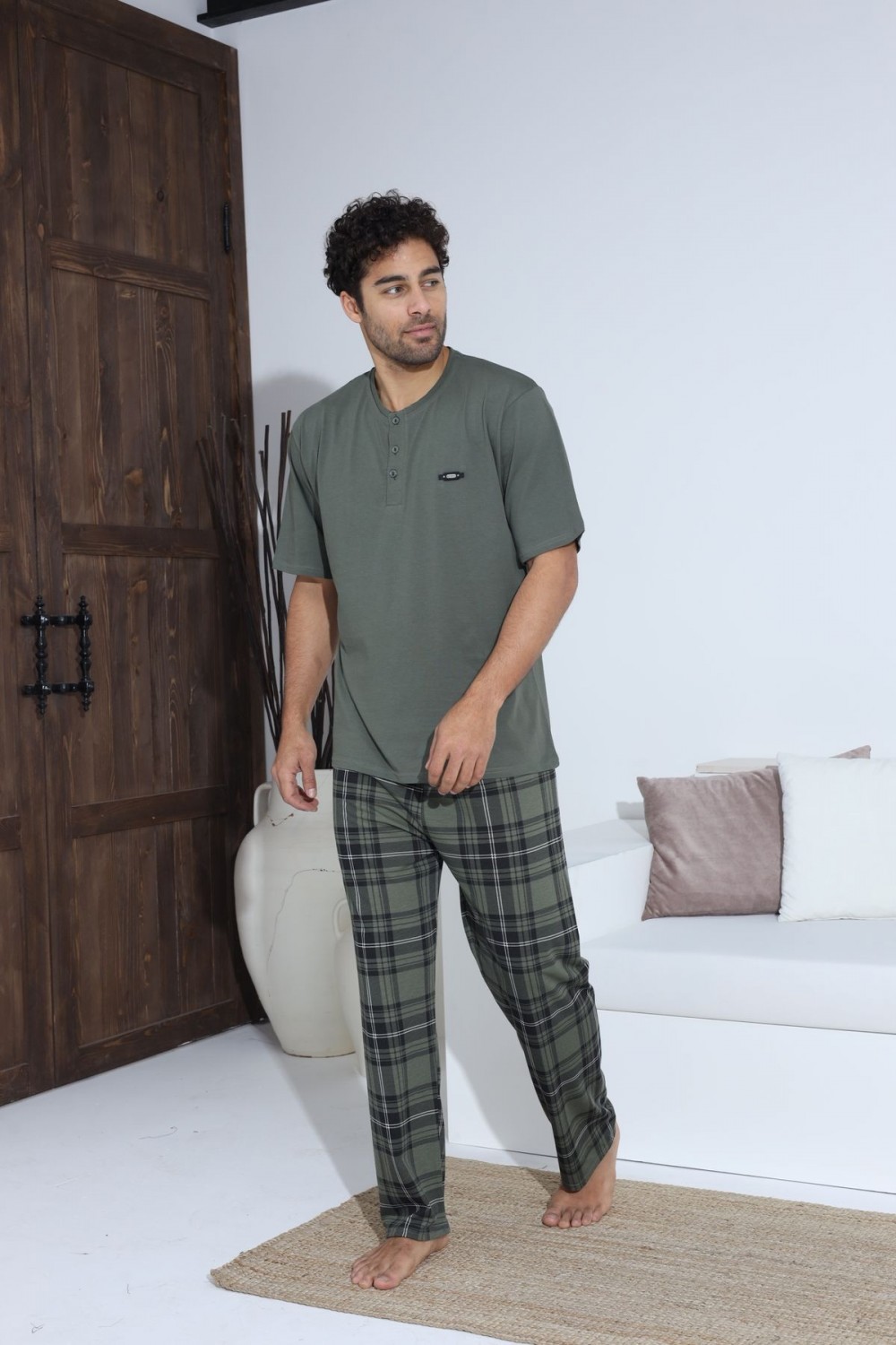 Erkek Yazlık Kısa Kol Penye Süprem Pijama Takımı